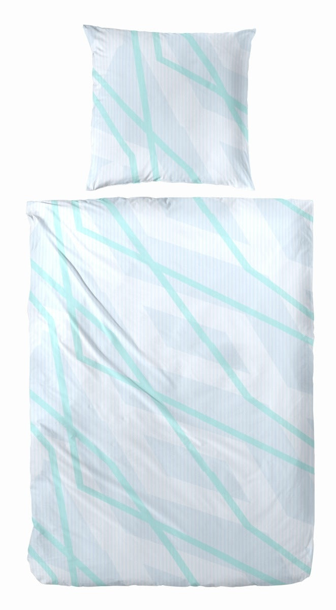 Hahn Biber Bettwäsche Streifen Blau 135x200 cm + 80x80 cm