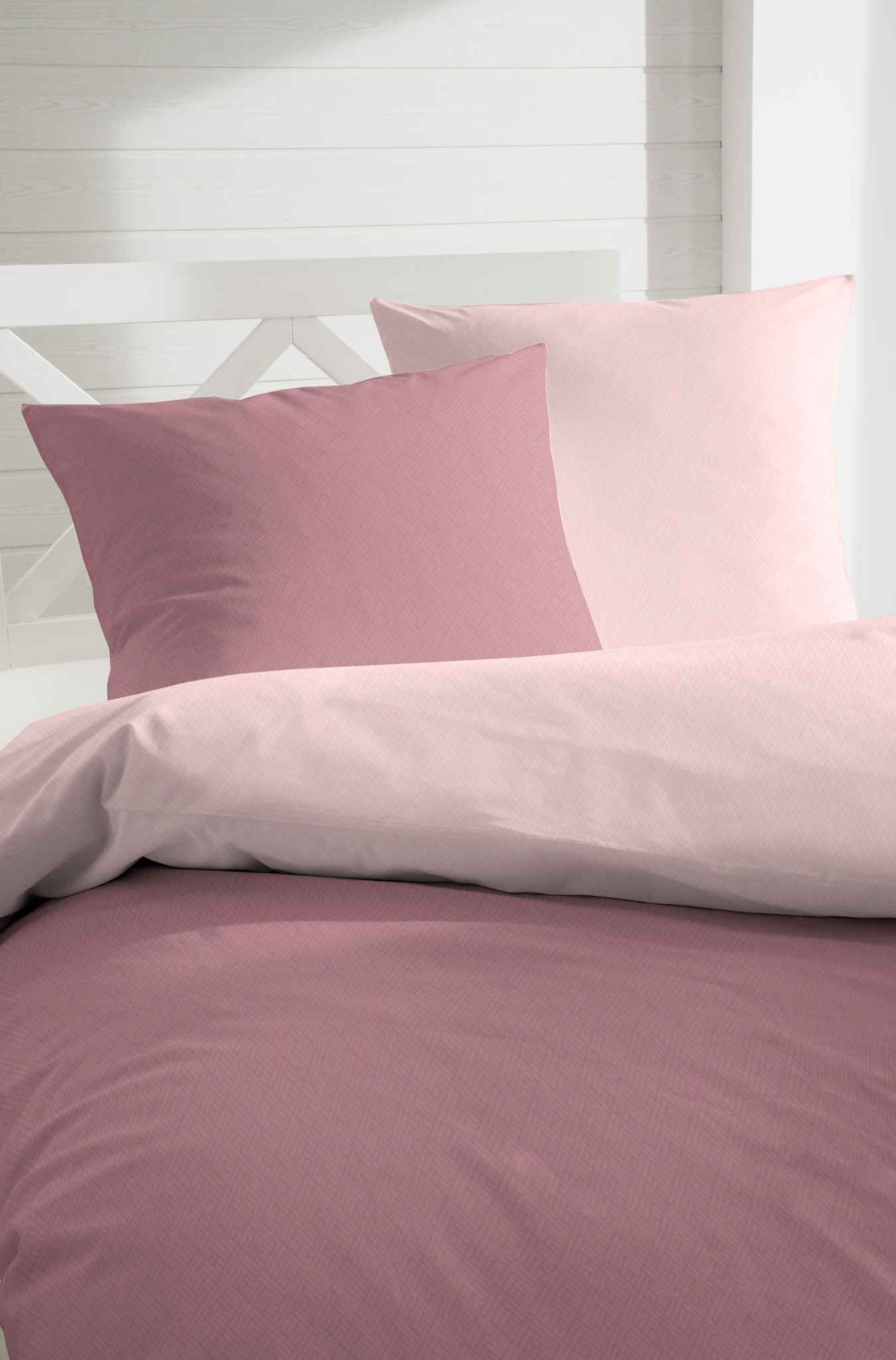 Hahn Edelflanell Wendebettwäsche Uni Rosa