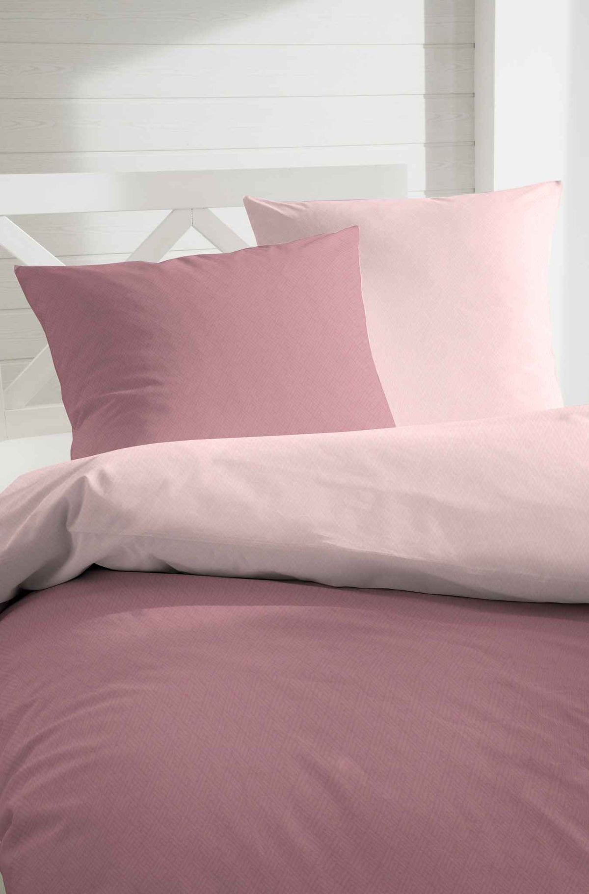 Hahn Edelflanell Wendebettwäsche Uni Rosa
