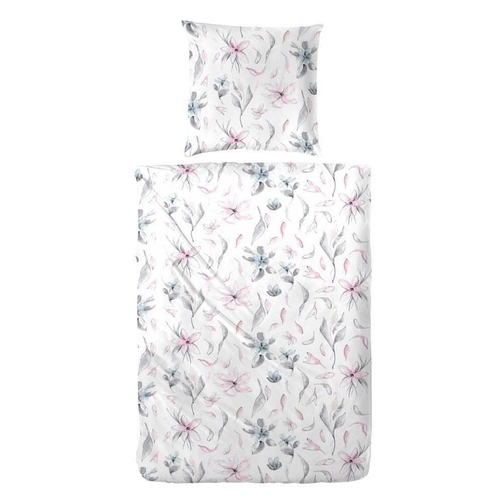 Hahn Seersucker Bettwäsche Blumenmuster Weiß