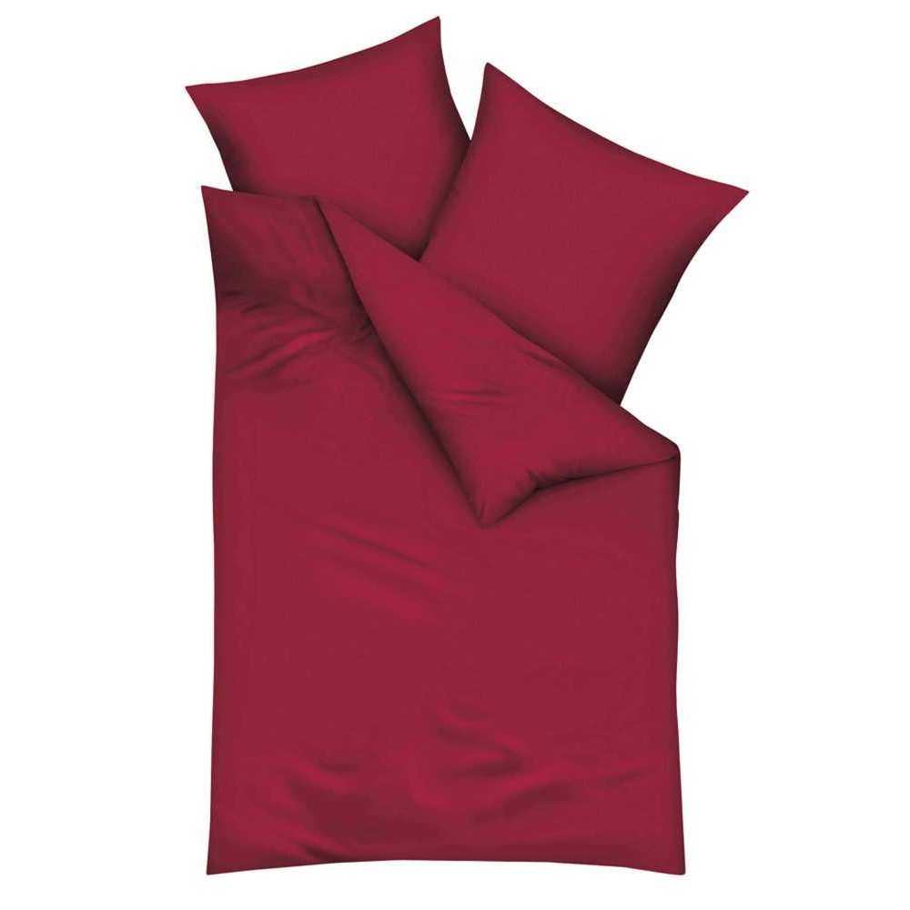 Kaeppel Mako Satin Bettwäsche Uni Rot 155x220 cm + 80x80 cm