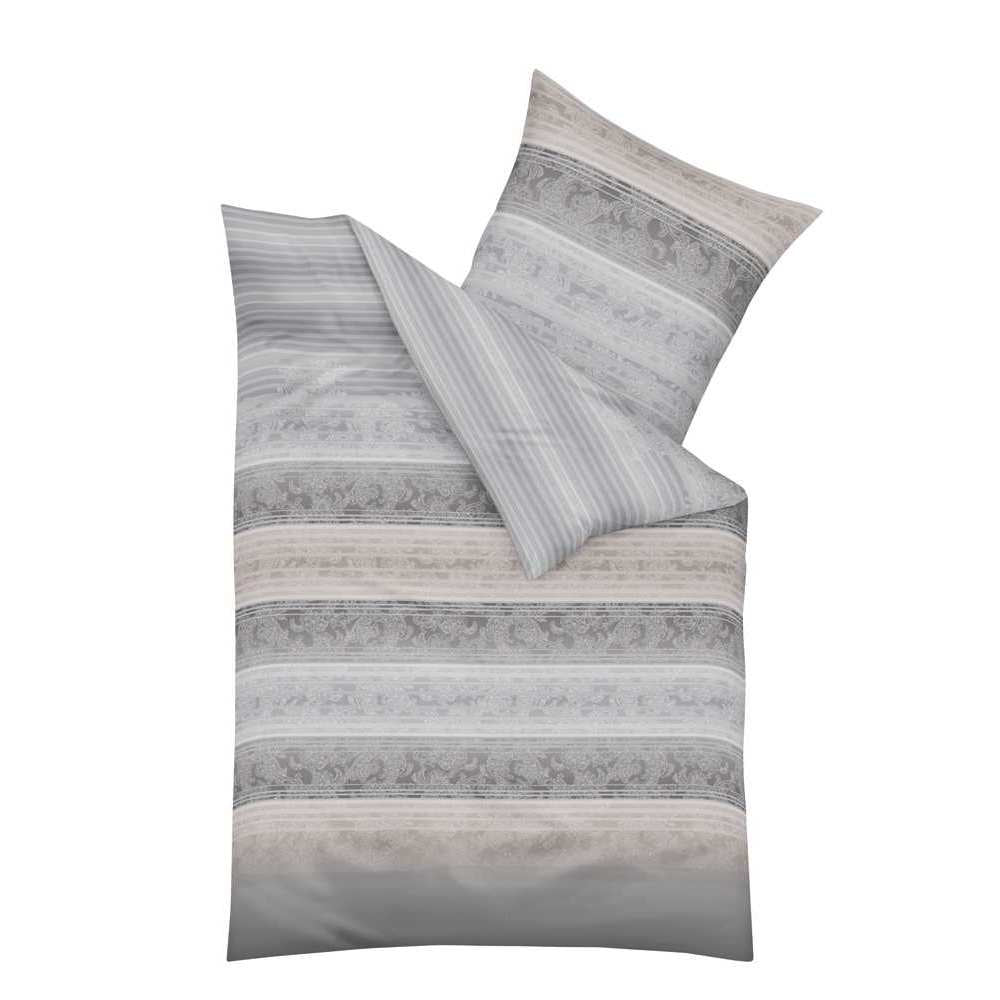 Kaeppel Satin Bettwäsche Palace Streifen Grau 135x200 cm + 80x80 cm