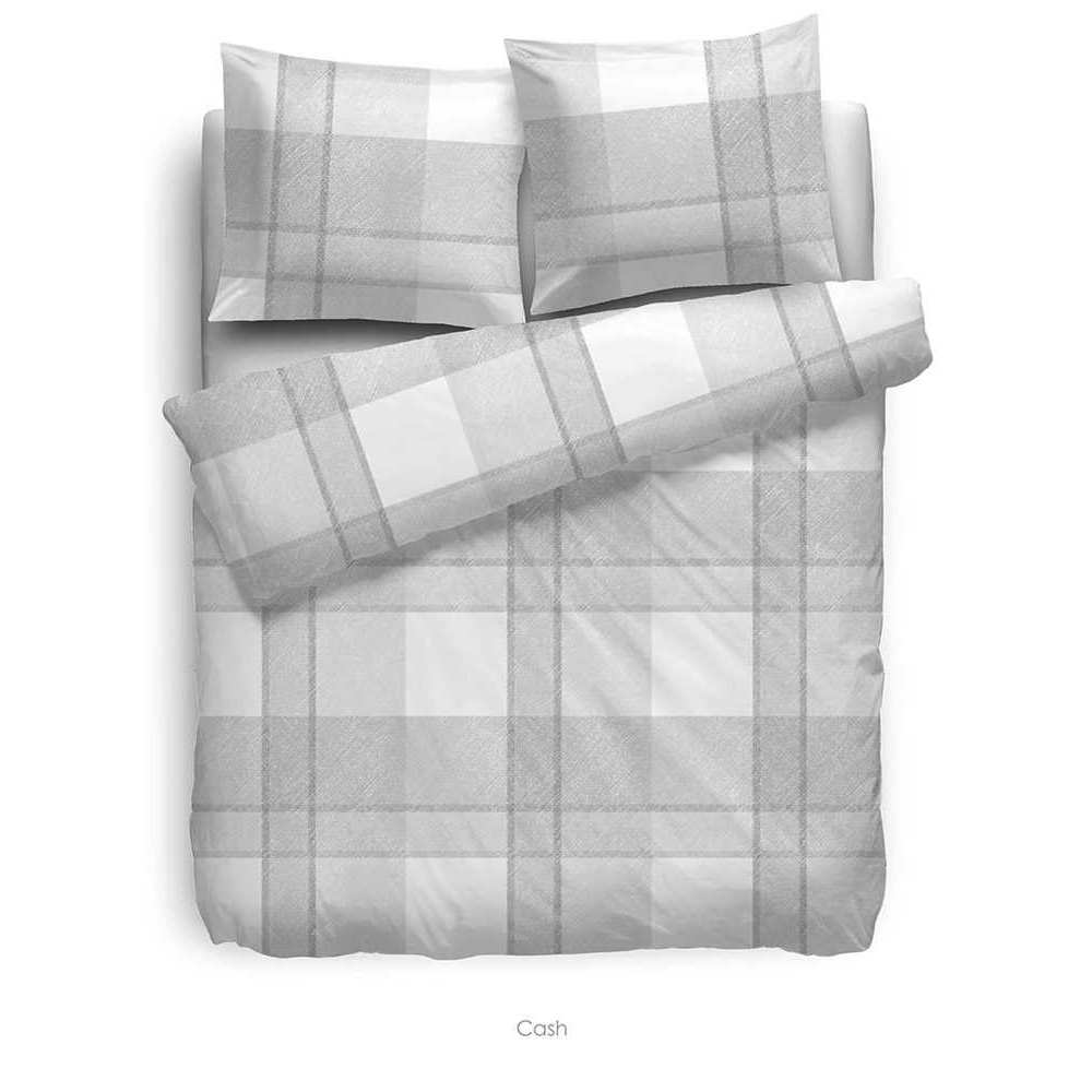 HnL Satin Bettwäsche Kariert Grau Refined Cash 135x200 cm