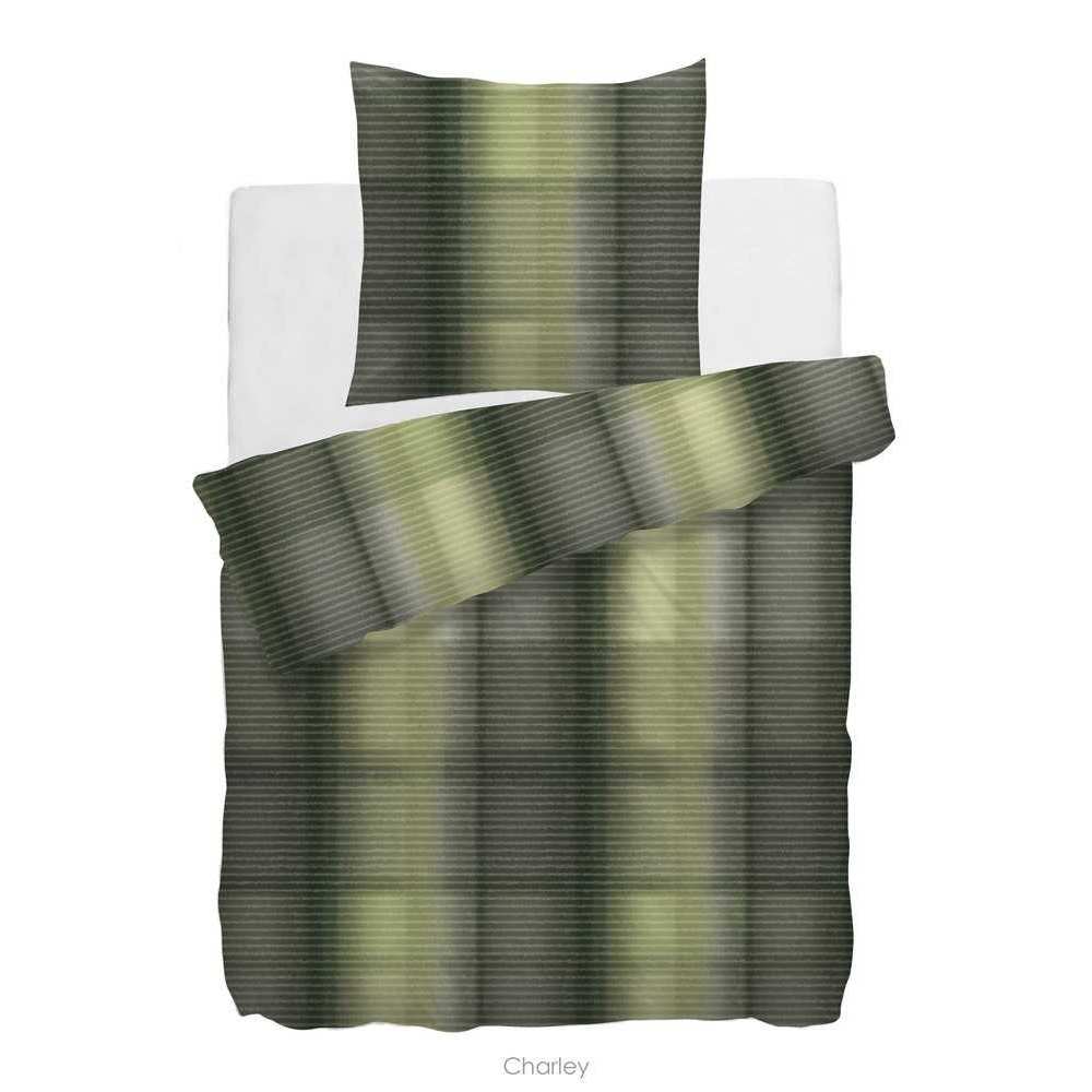 HnL Satin Bettwäsche Grün Kasten Refined Charley 135x200 cm