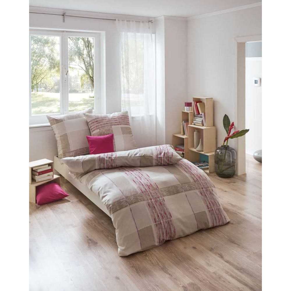 Kaeppel Linon Baumwoll Bettwäsche Journal Pink Jade 135x200 cm