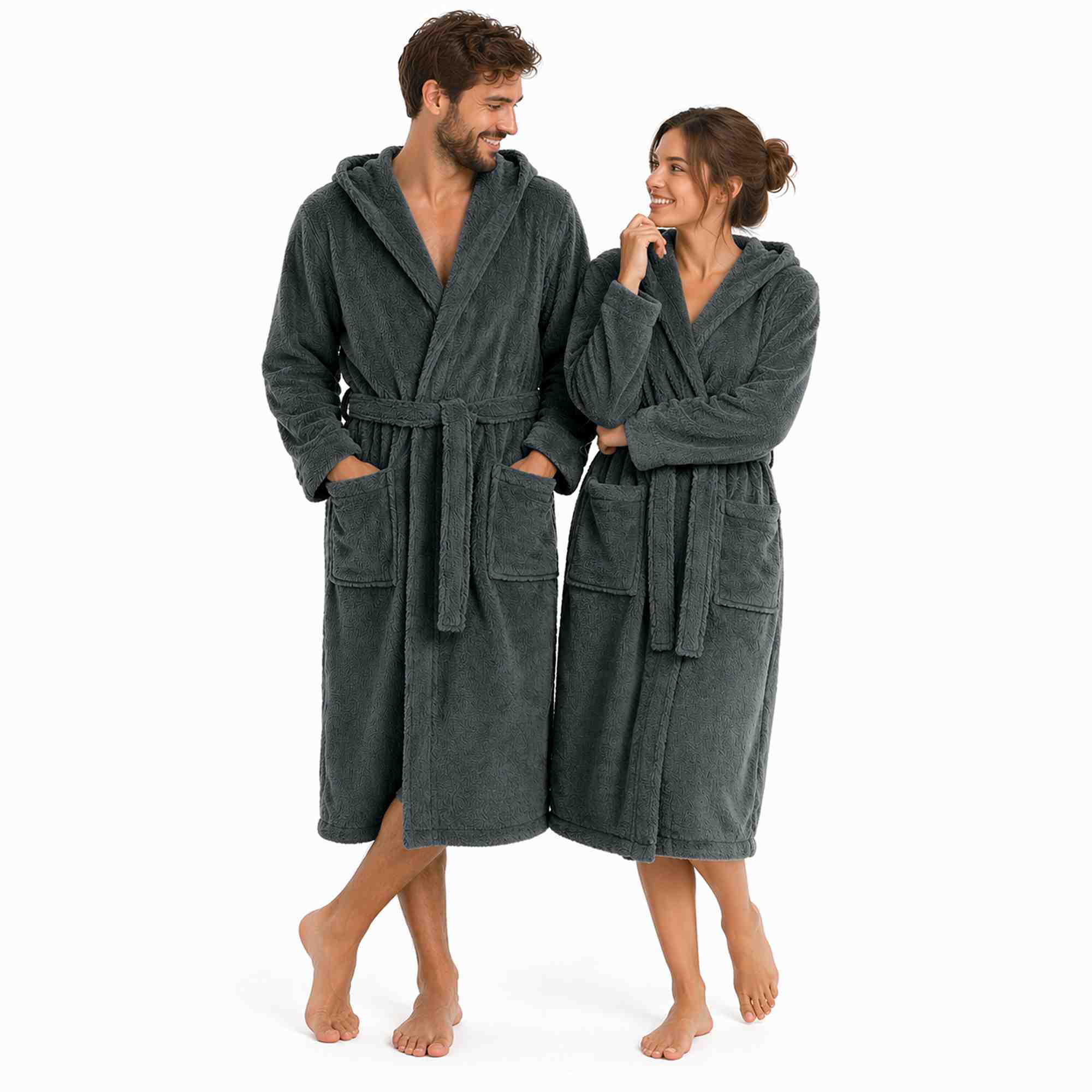etérea Mustique Kuschelfleece Kapuzen-Bademantel Saunamantel Unisex