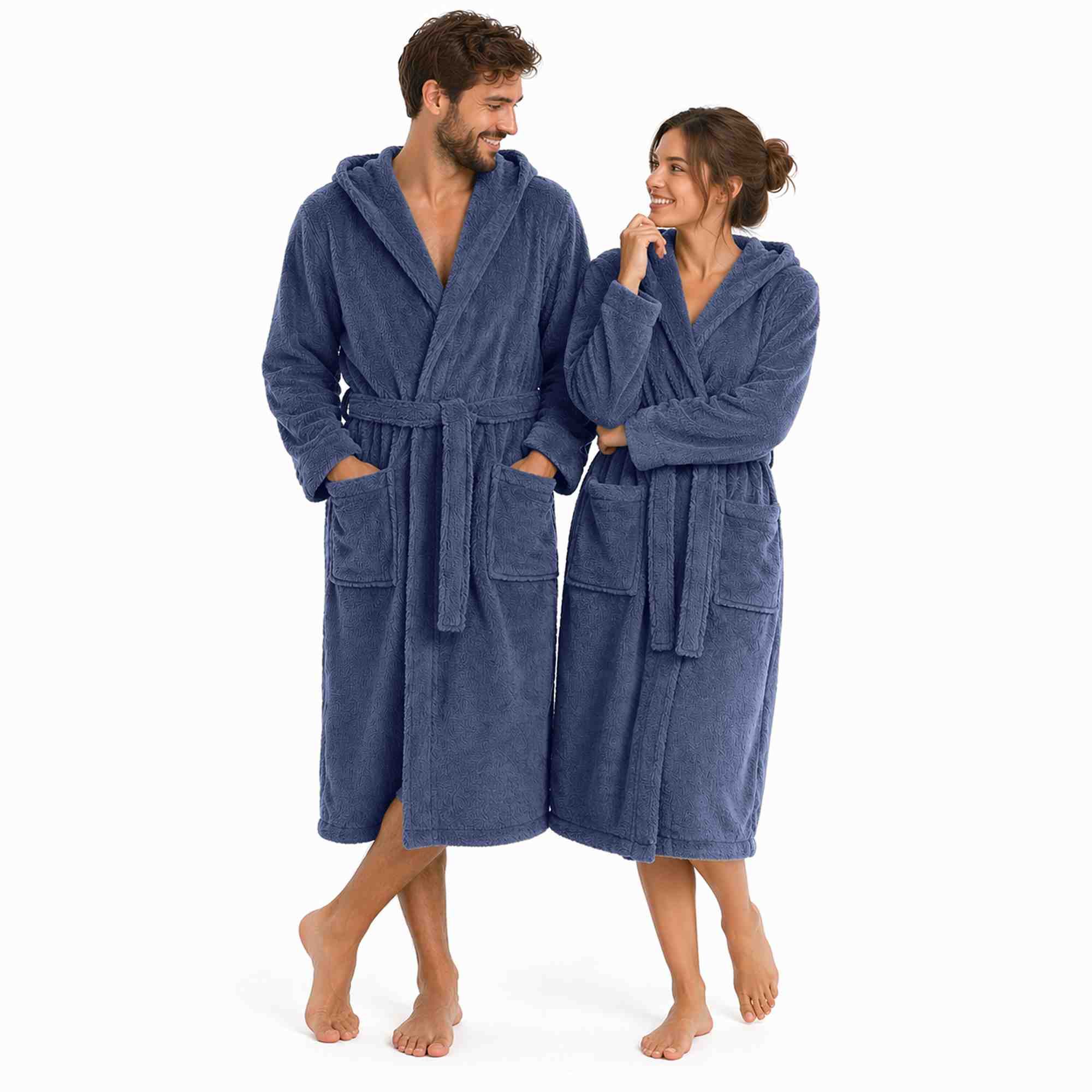 etérea Mustique Kuschelfleece Kapuzen-Bademantel Saunamantel Unisex