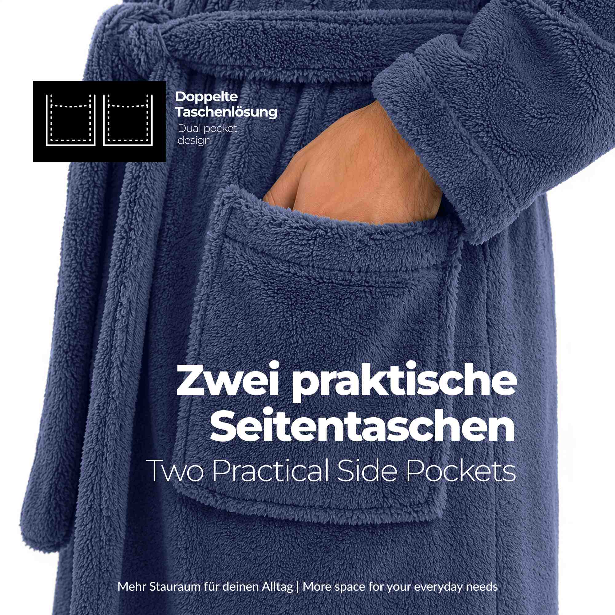 etérea Mustique Kuschelfleece Kapuzen-Bademantel Saunamantel Unisex