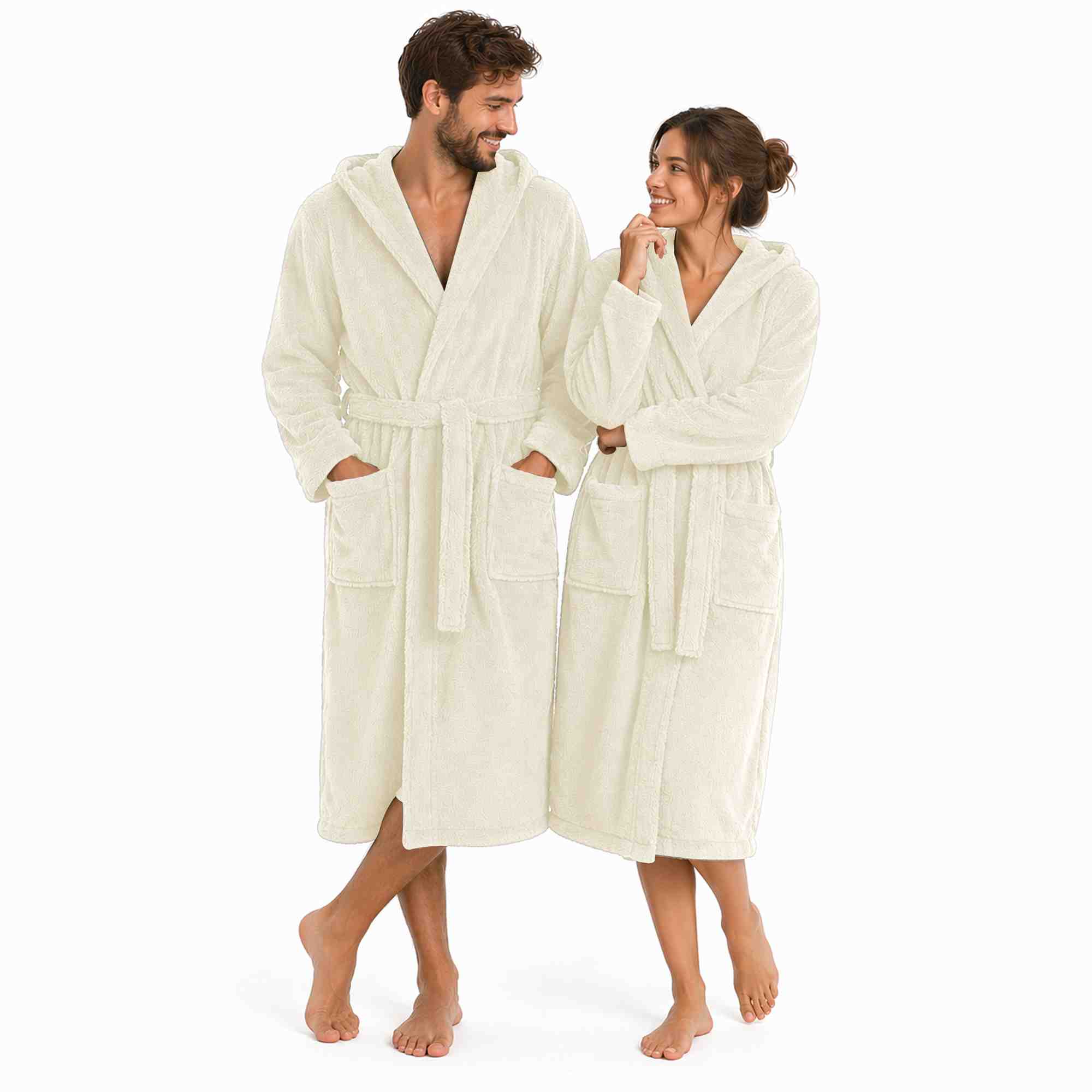 etérea Mustique Kuschelfleece Kapuzen-Bademantel Saunamantel Unisex