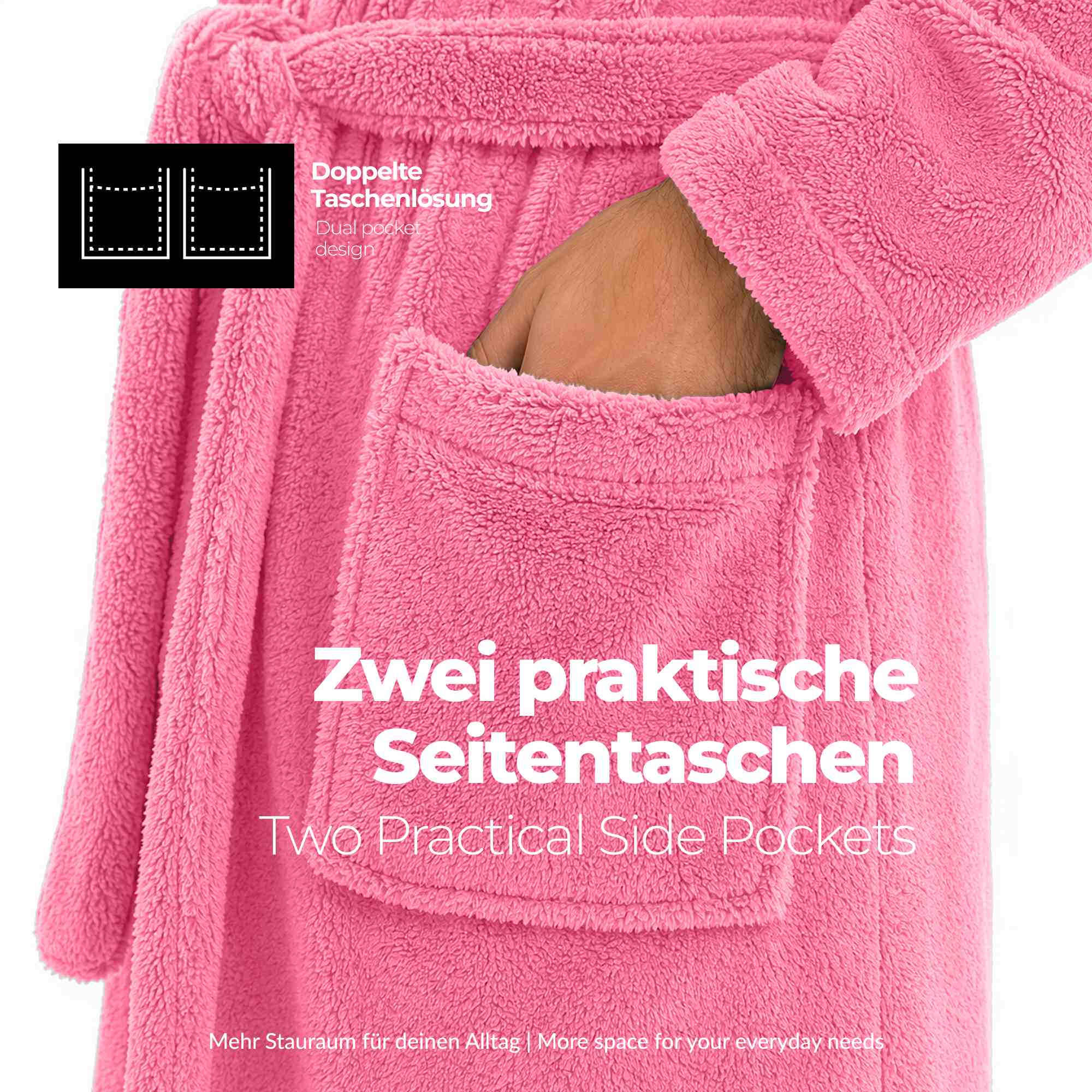 etérea Mustique Kuschelfleece Kapuzen-Bademantel Saunamantel Unisex