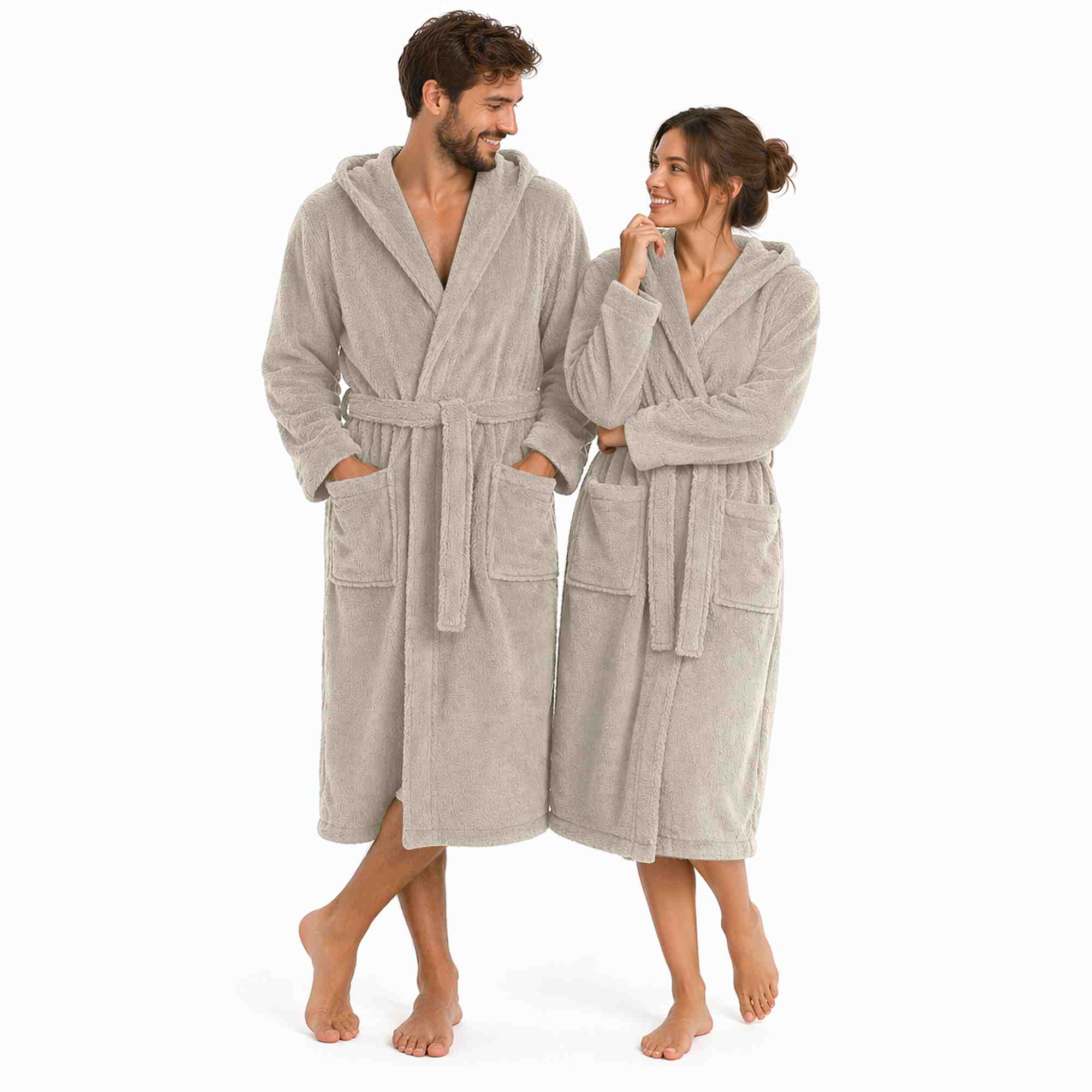 etérea Mustique Kuschelfleece Kapuzen-Bademantel Saunamantel Unisex