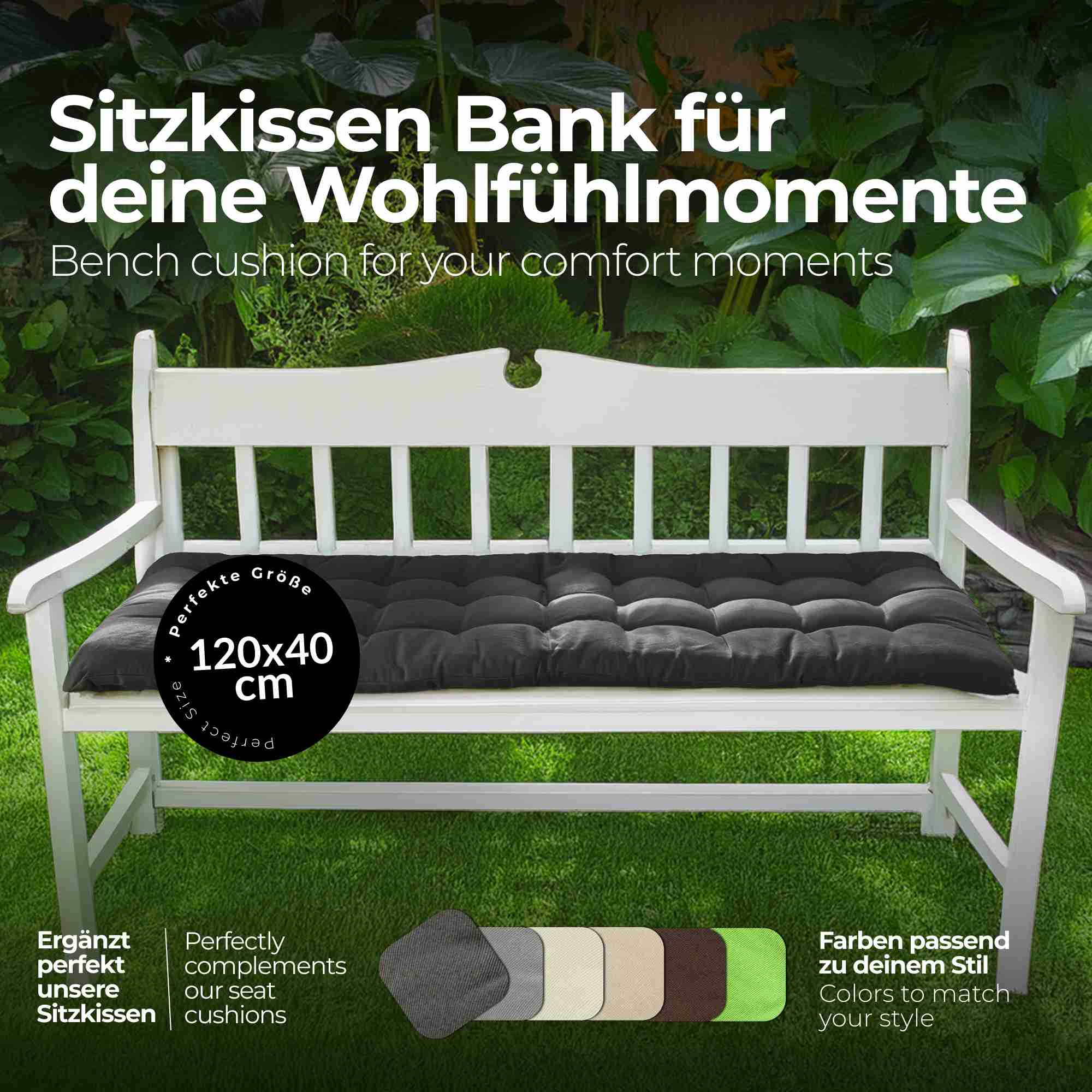 etérea Bankauflage Sitzkissen Basic 120x40cm - Innen und Aussenbereich