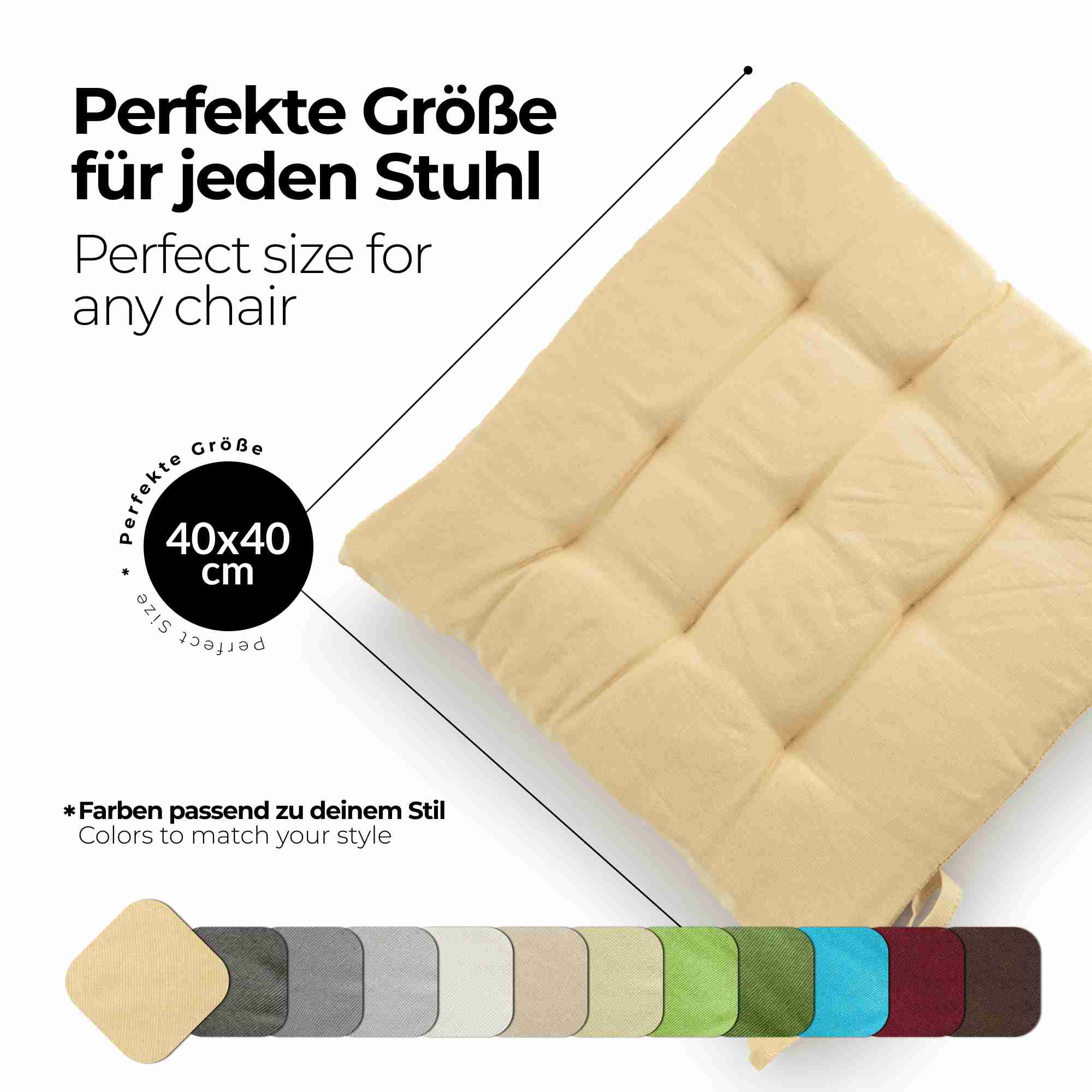 etérea Sitzkissen Stuhlkissen Basic 40x40cm - Innen und Aussenbereich