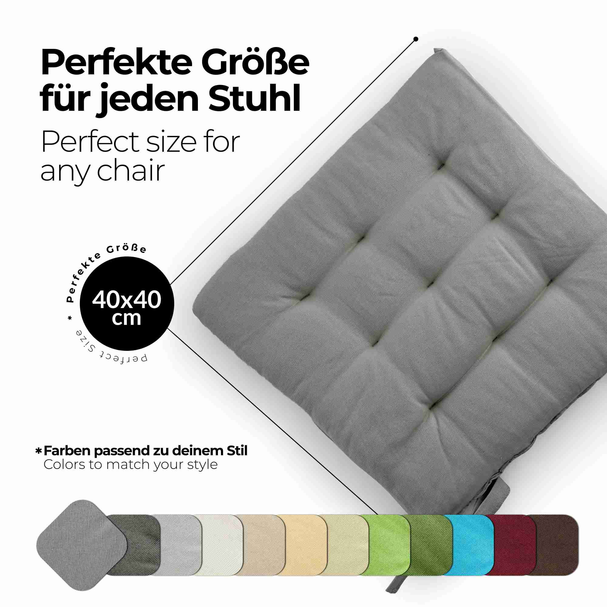 etérea Sitzkissen Stuhlkissen Basic 40x40cm - Innen und Aussenbereich