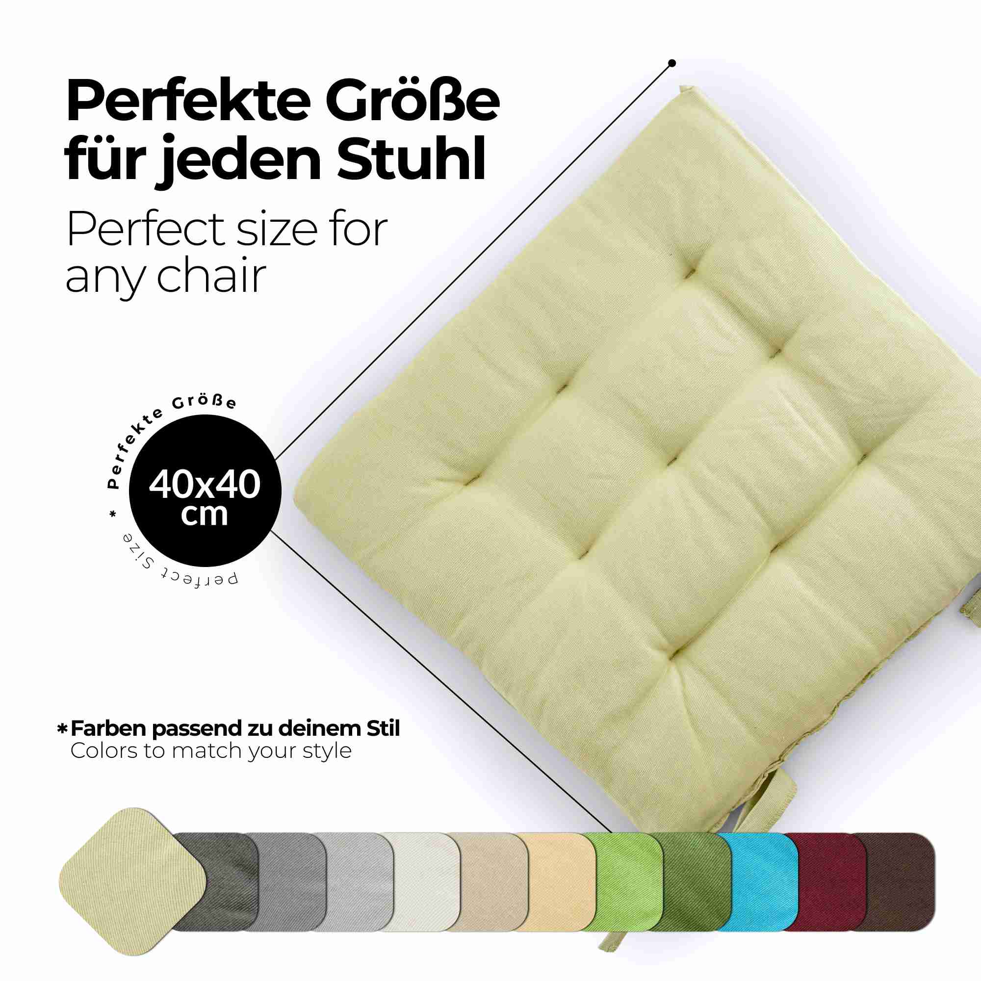 etérea Sitzkissen Stuhlkissen Basic 40x40cm - Innen und Aussenbereich