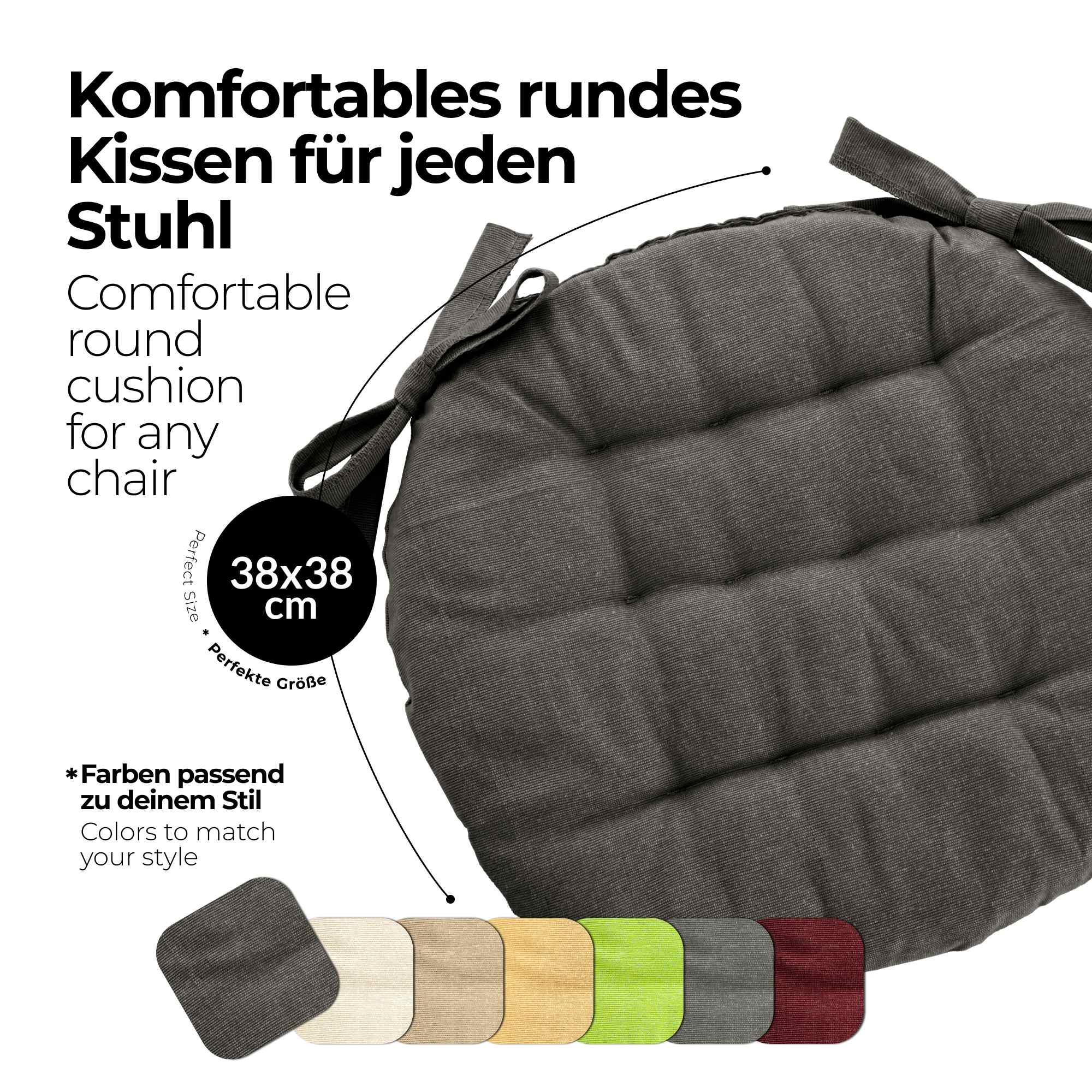 etérea Sitzkissen Stuhlkissen Basic Rund 38x38cm - Innen und Aussenbereich