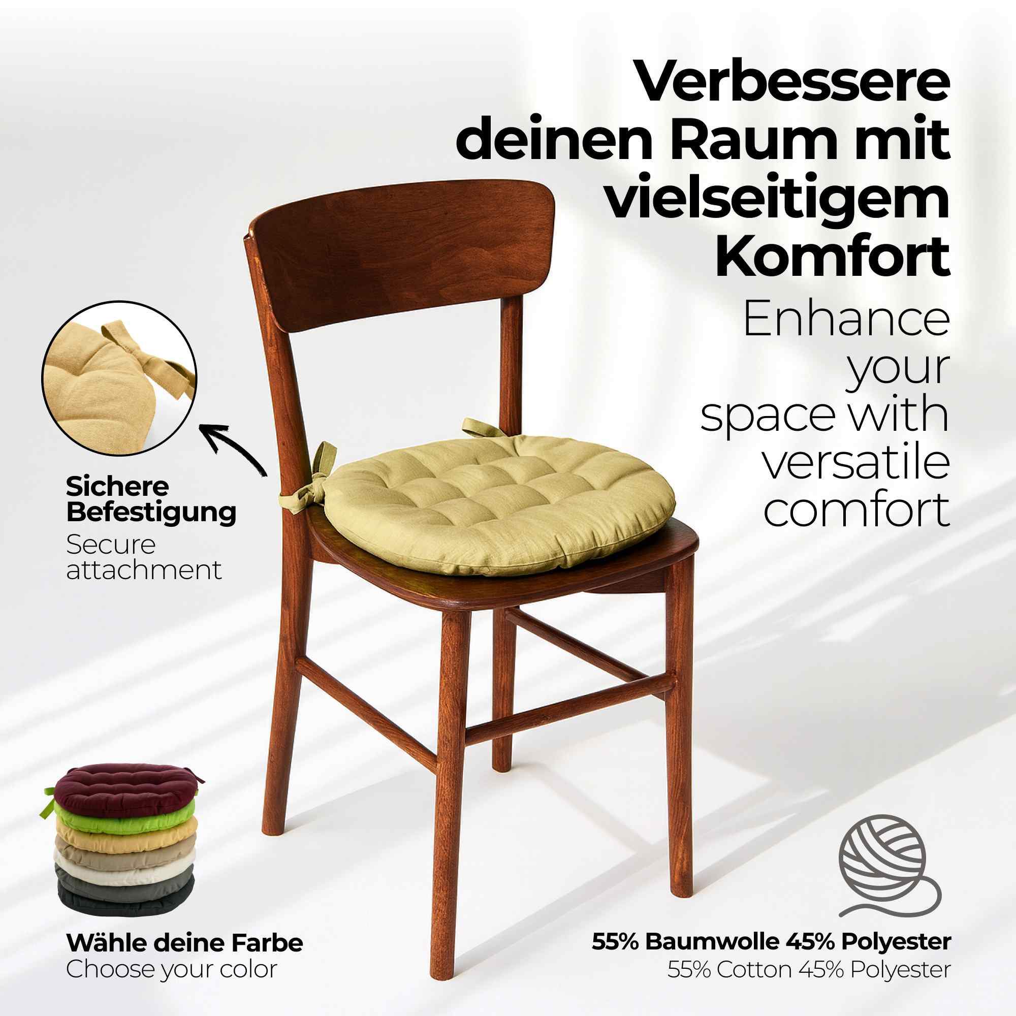 etérea Sitzkissen Stuhlkissen Basic Rund 38x38cm - Innen und Aussenbereich