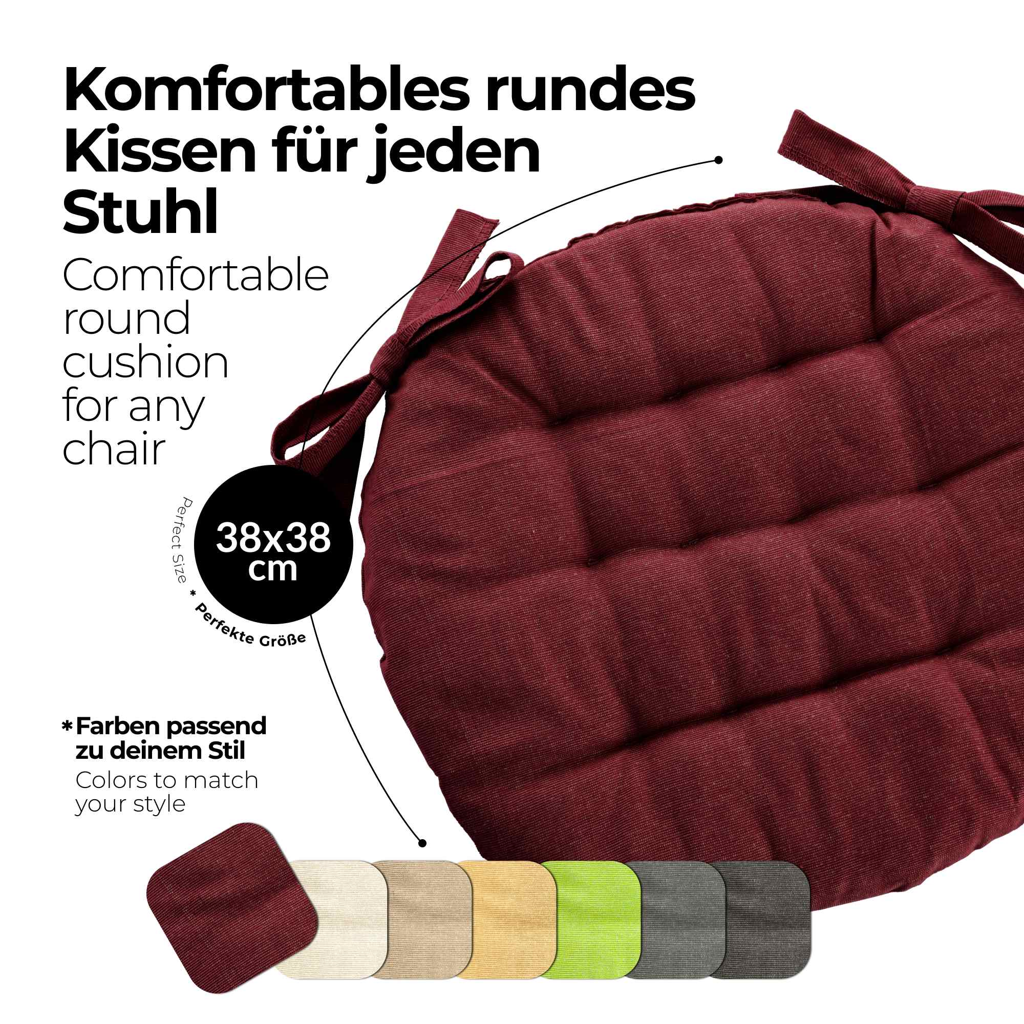 etérea Sitzkissen Stuhlkissen Basic Rund 38x38cm - Innen und Aussenbereich