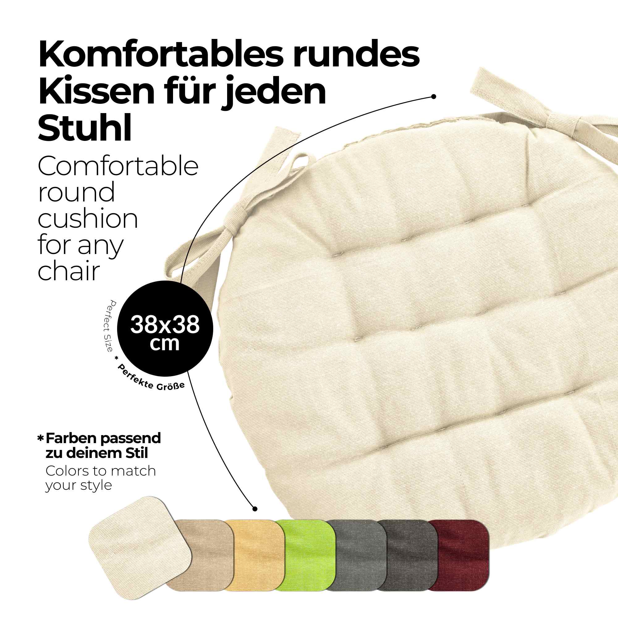 etérea Sitzkissen Stuhlkissen Basic Rund 38x38cm - Innen und Aussenbereich
