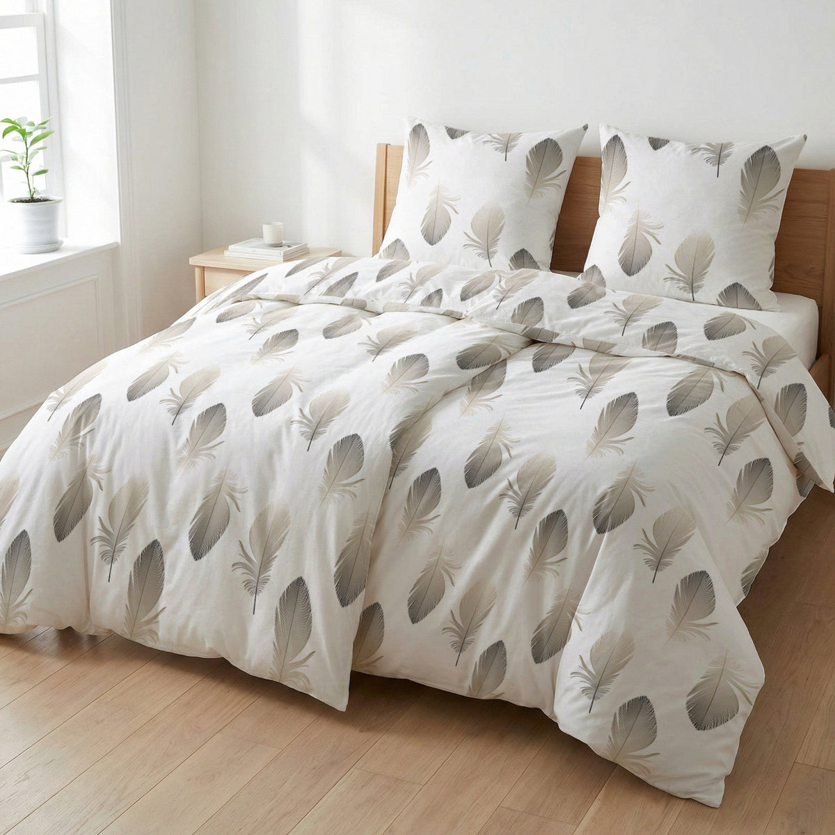 4 tlg. etérea Renforcé Bettwäsche Federn Weiß 135x200 + 80x80 cm