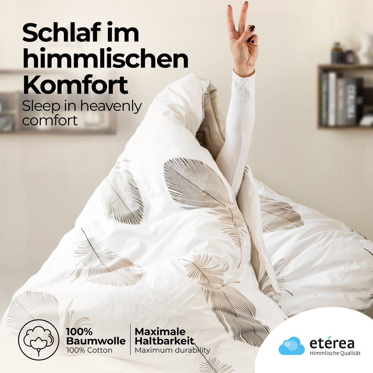 4 tlg. etérea Renforcé Bettwäsche Federn Weiß 135x200 + 80x80 cm
