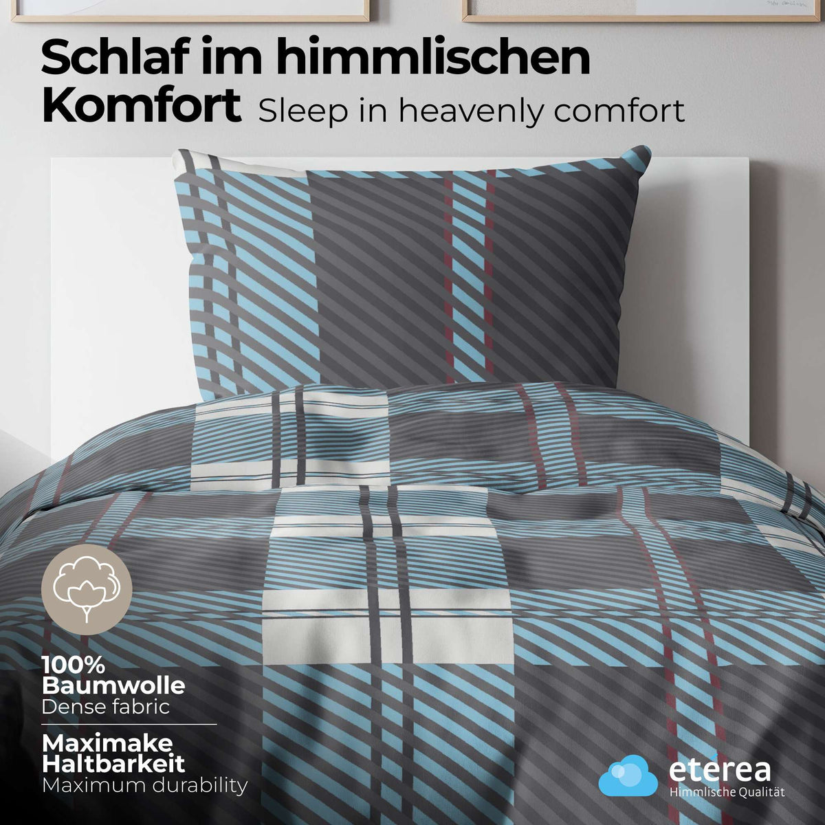 etérea Renforcé Bettwäsche Blockberry Hellblau 135x200 cm + 80x80 cm