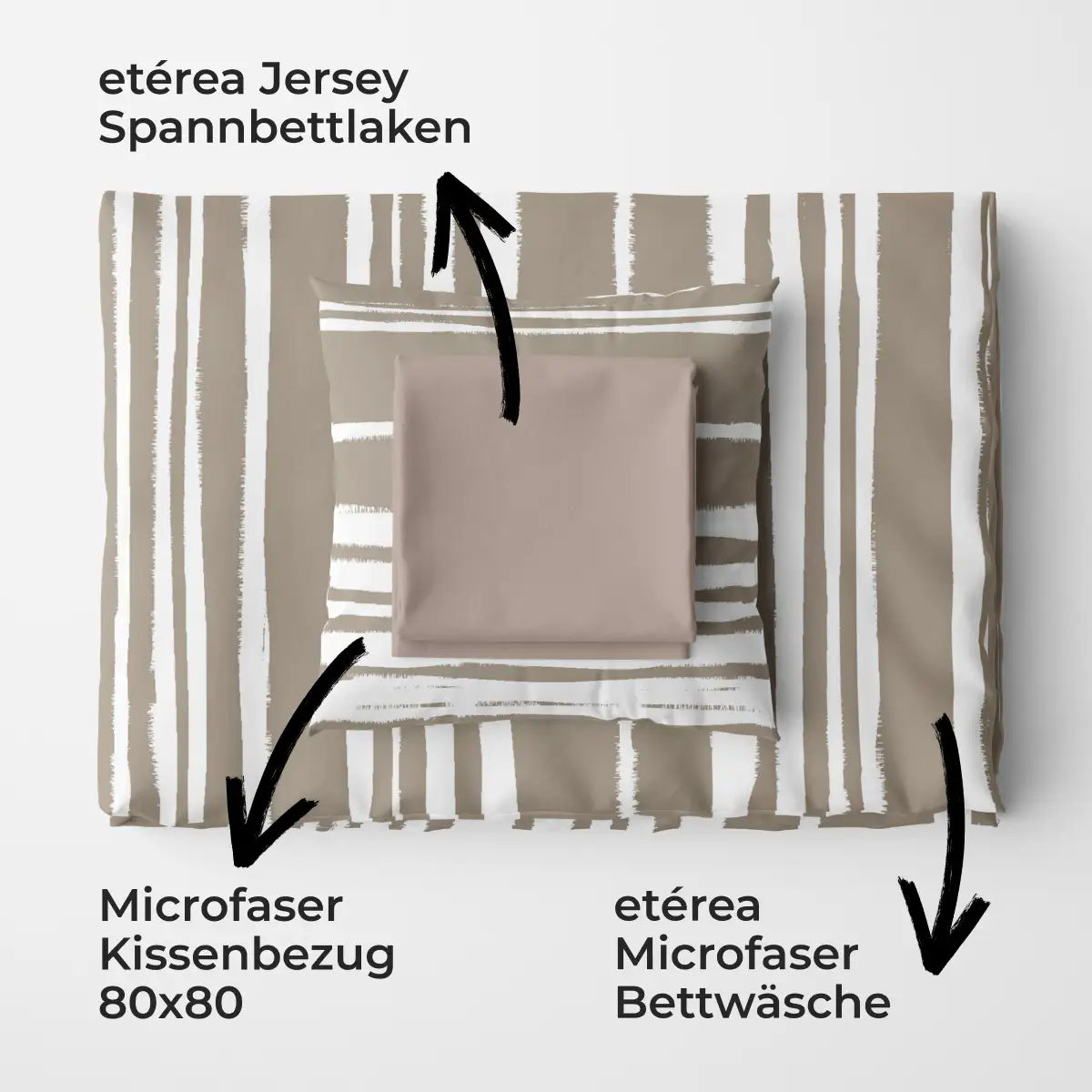 etérea Basic Starterpaket Bettwäsche Carola Sand mit Spannbettlaken