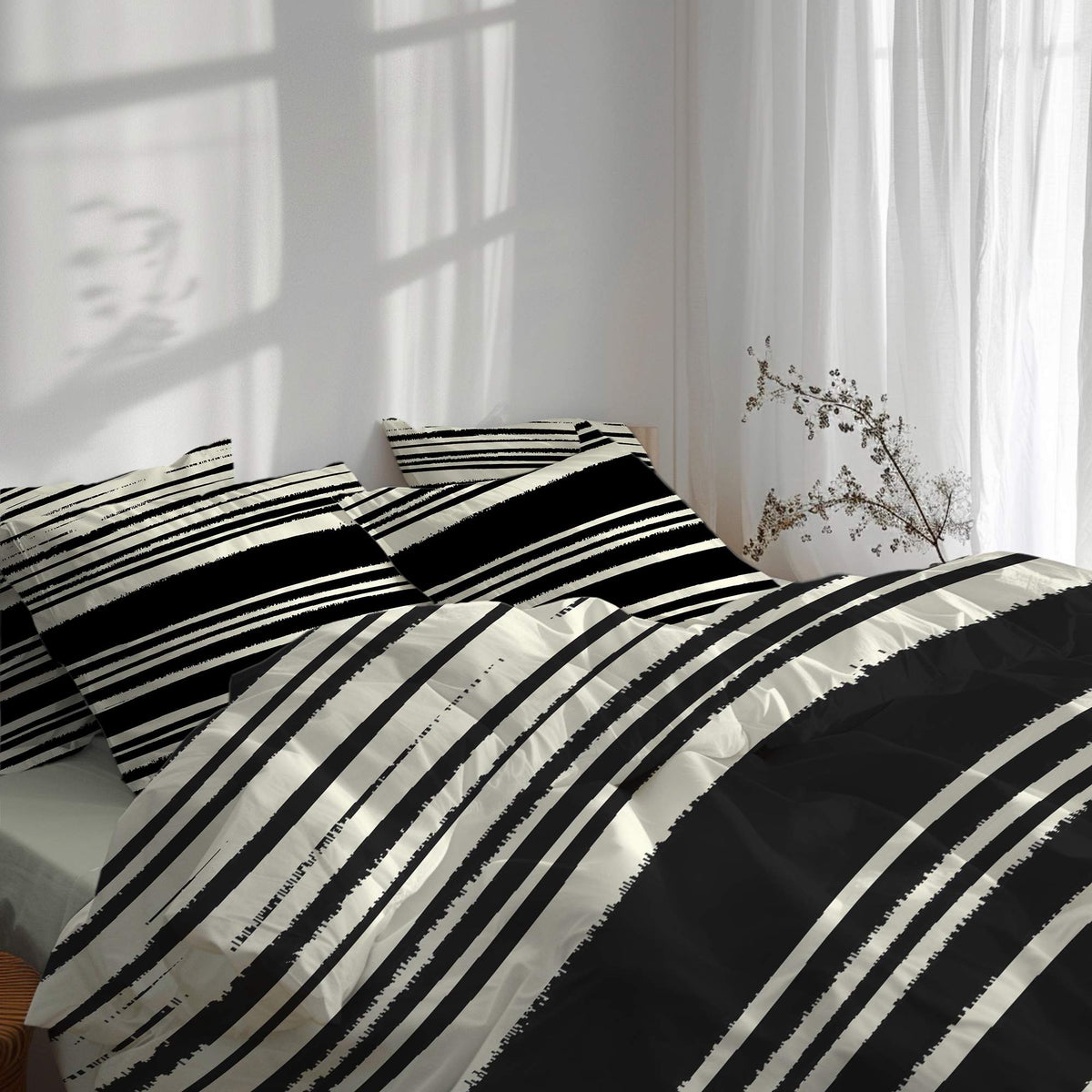 etérea Basic Starterpaket Bettwäsche Spannbettlaken Carola Schwarz 135x200 + 100x200