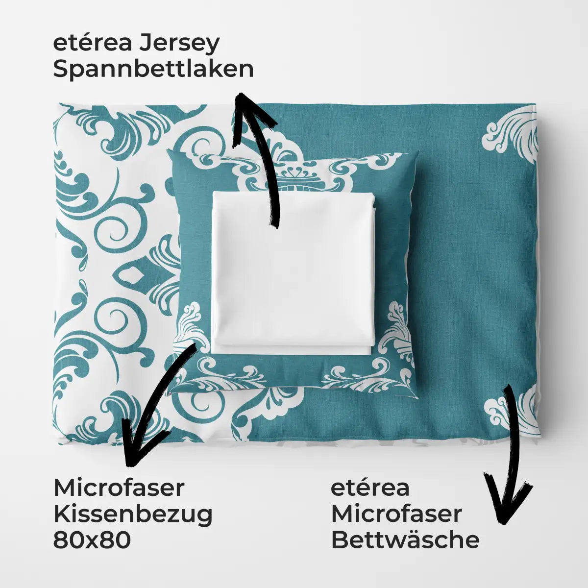 etérea Basic Starterpaket Bettwäsche Emma Ornamente mit Spannbettlaken