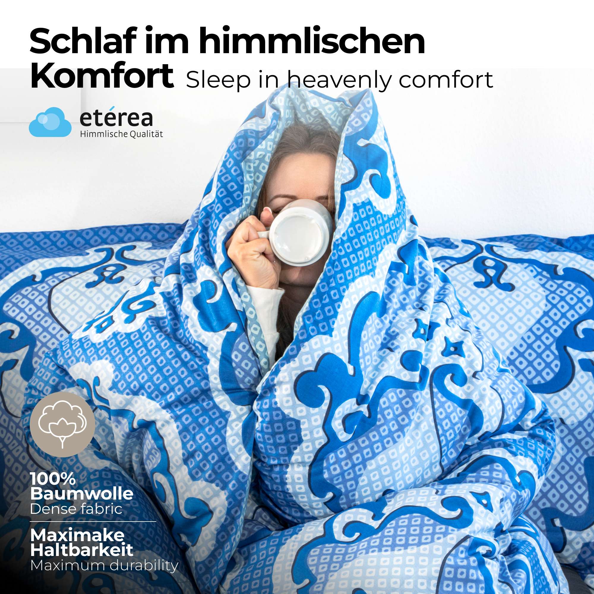 etérea Renforcé Bettwäsche Trisa Blau