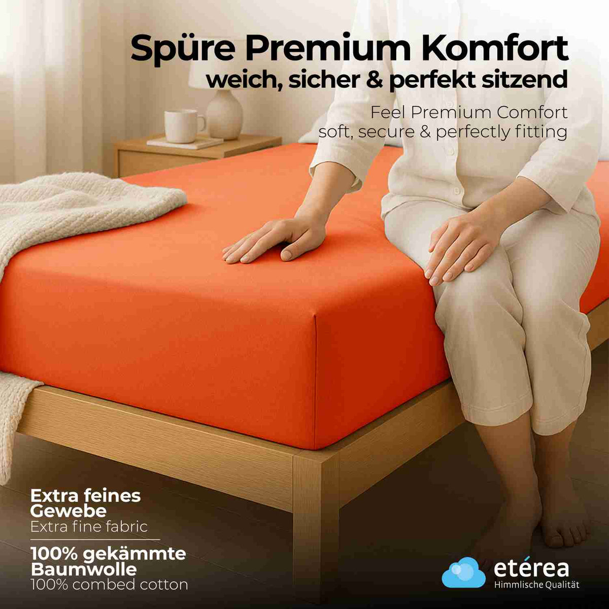 etérea Extra Jersey Spannbettlaken Orange 180x200 - 200x220 cm