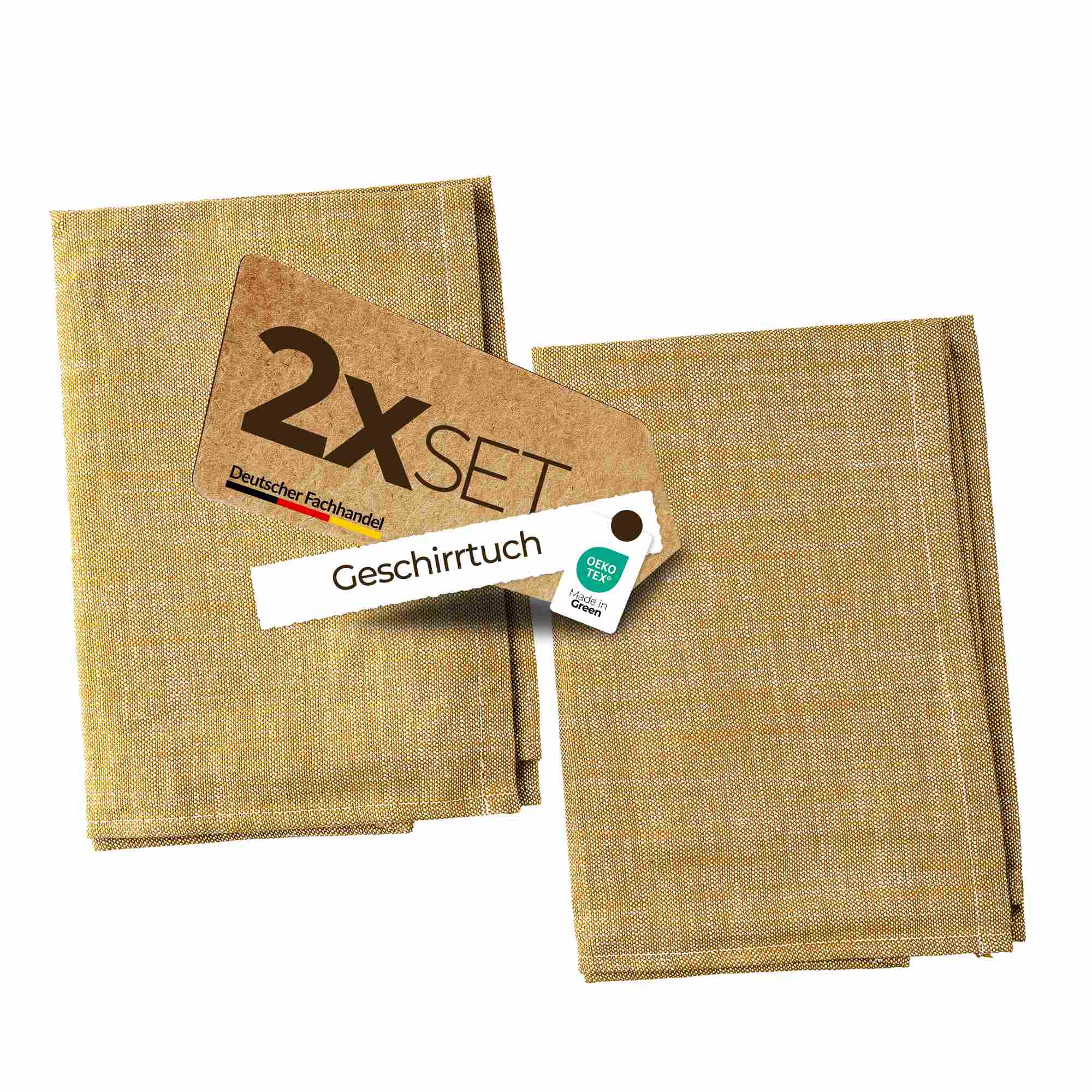Sterzbachs 2er Set Geschirrtücher Baumwolle Design Uni 220 GSM 50x70 cm Gold Gelb