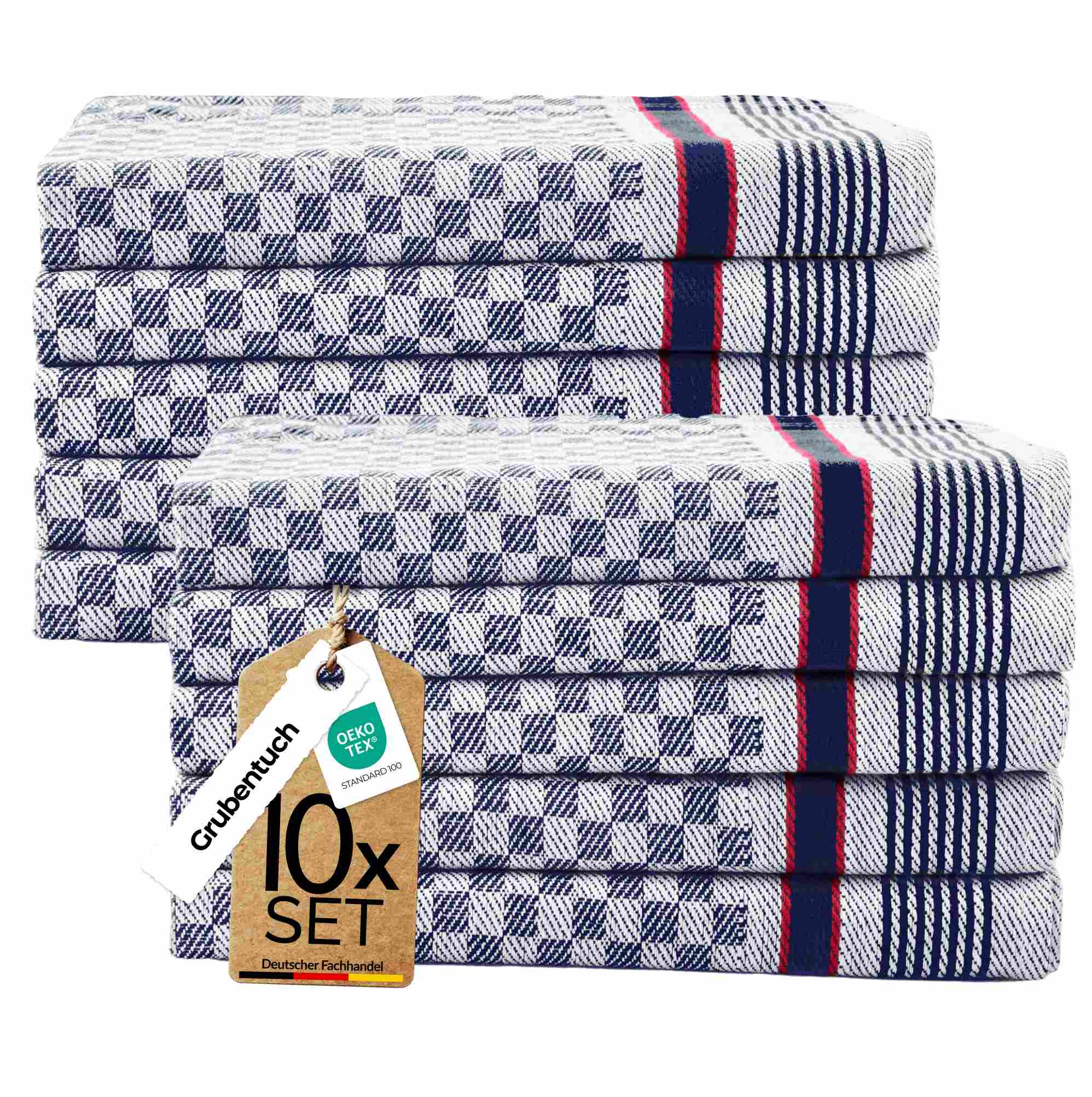 Sterzbachs 10er Set Grubentuch Pro Geschirrtücher Baumwolle Kariert 220 GSM