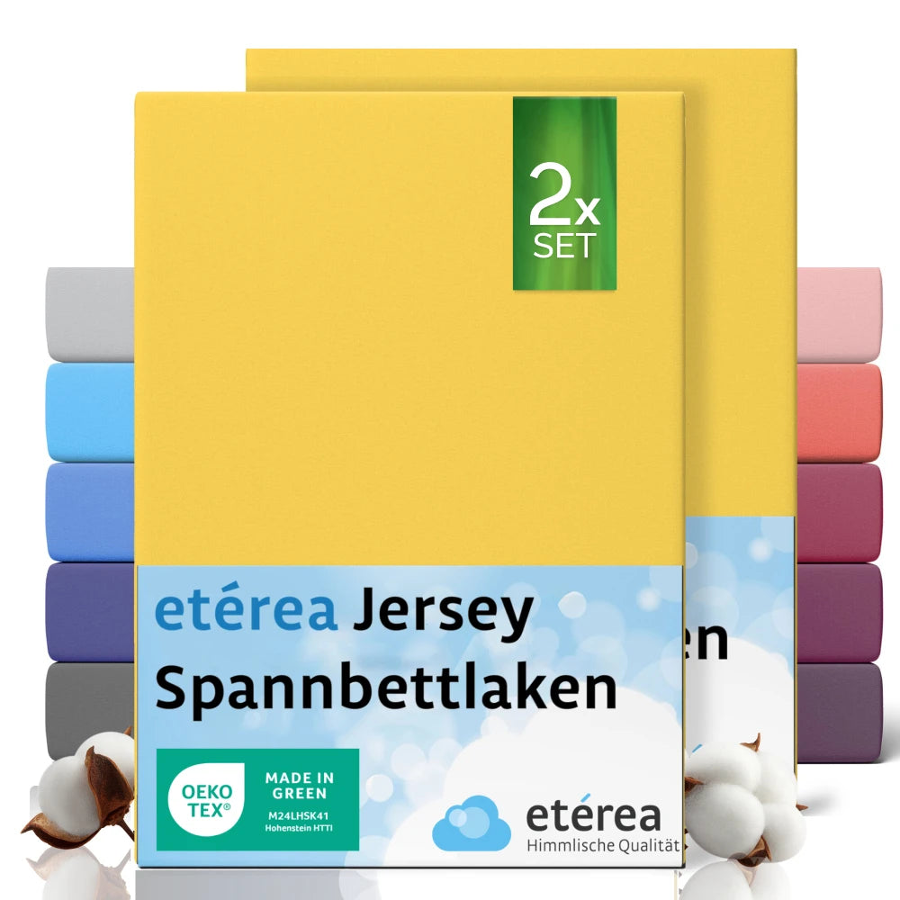 etérea 2 Stück Comfort Jersey Spannbettlaken 120x200 cm