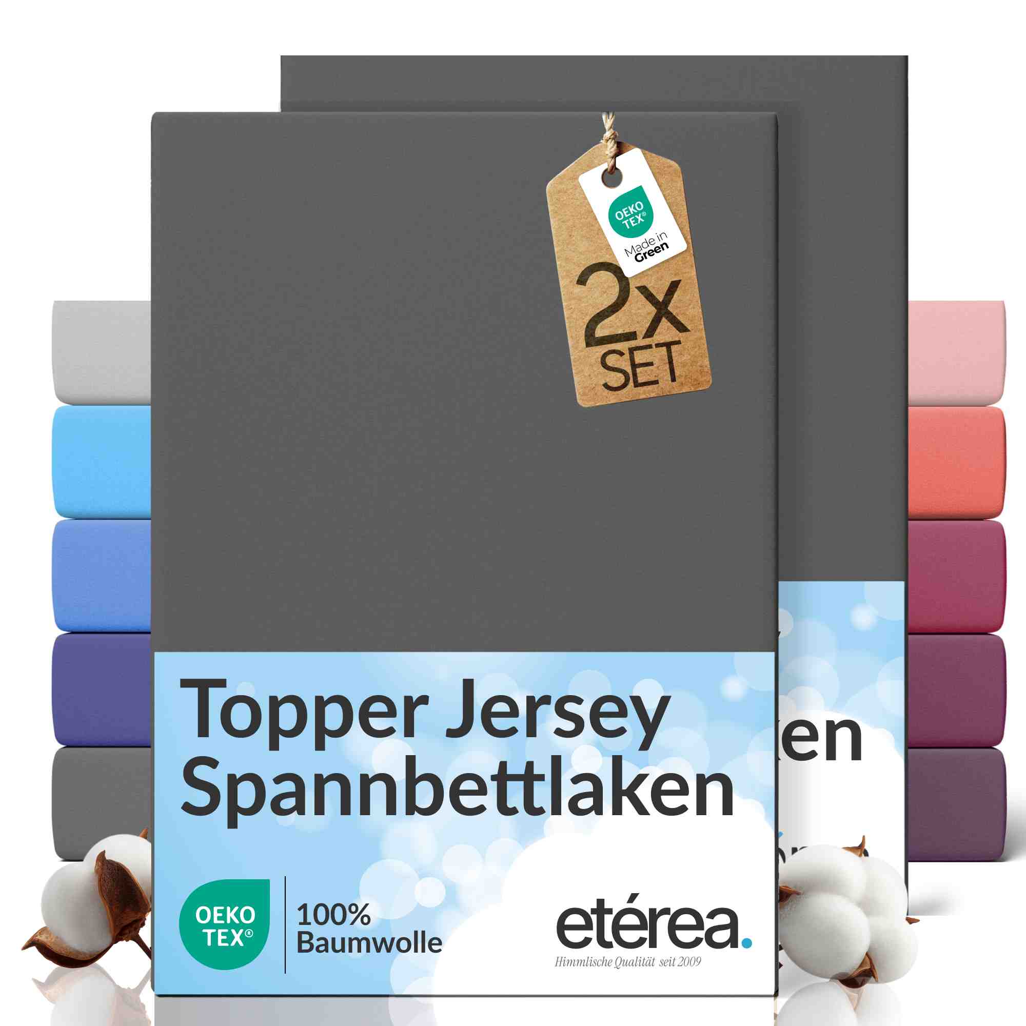 etérea 2 Stück Comfort Jersey Topper Spannbettlaken