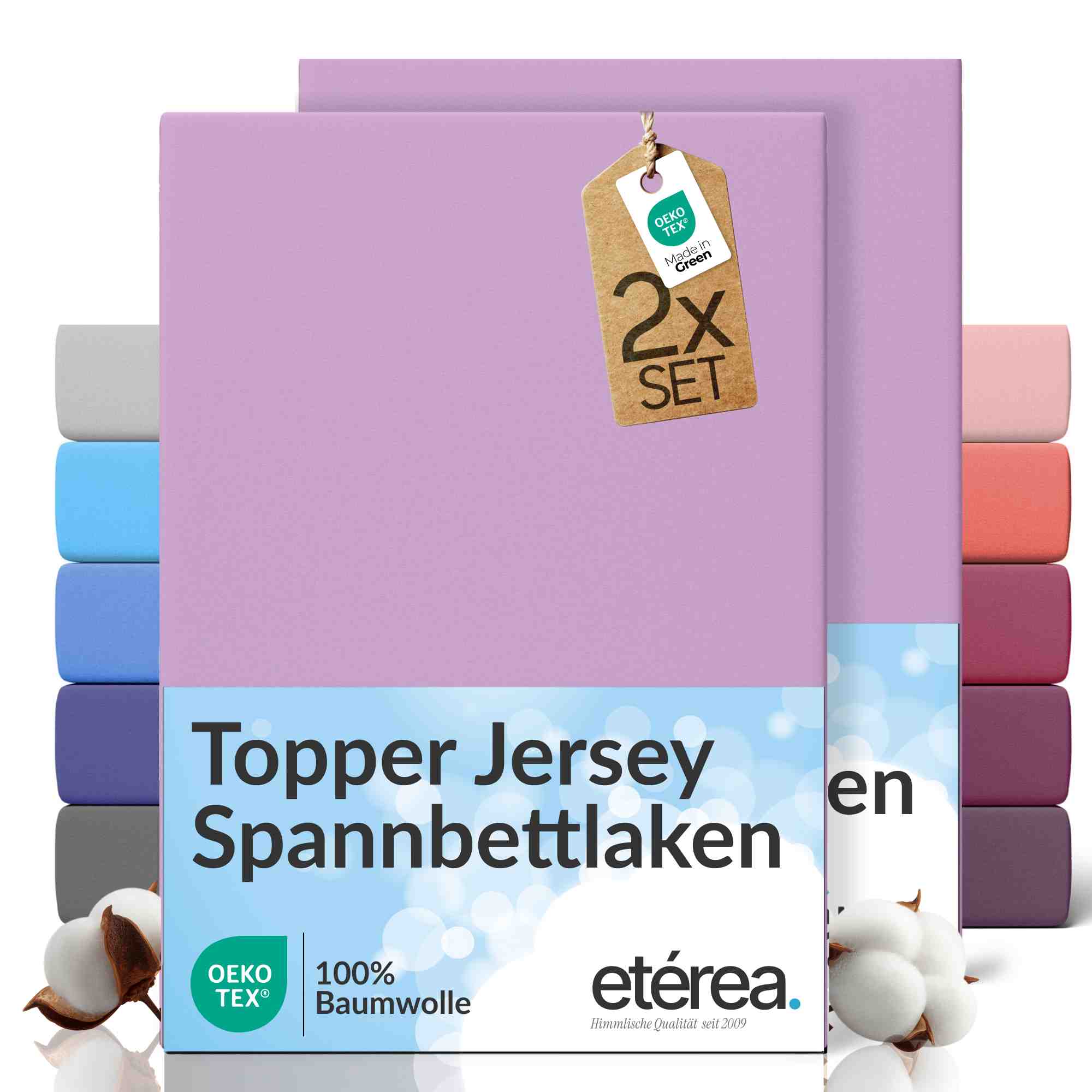 etérea 2 Stück Comfort Jersey Topper Spannbettlaken