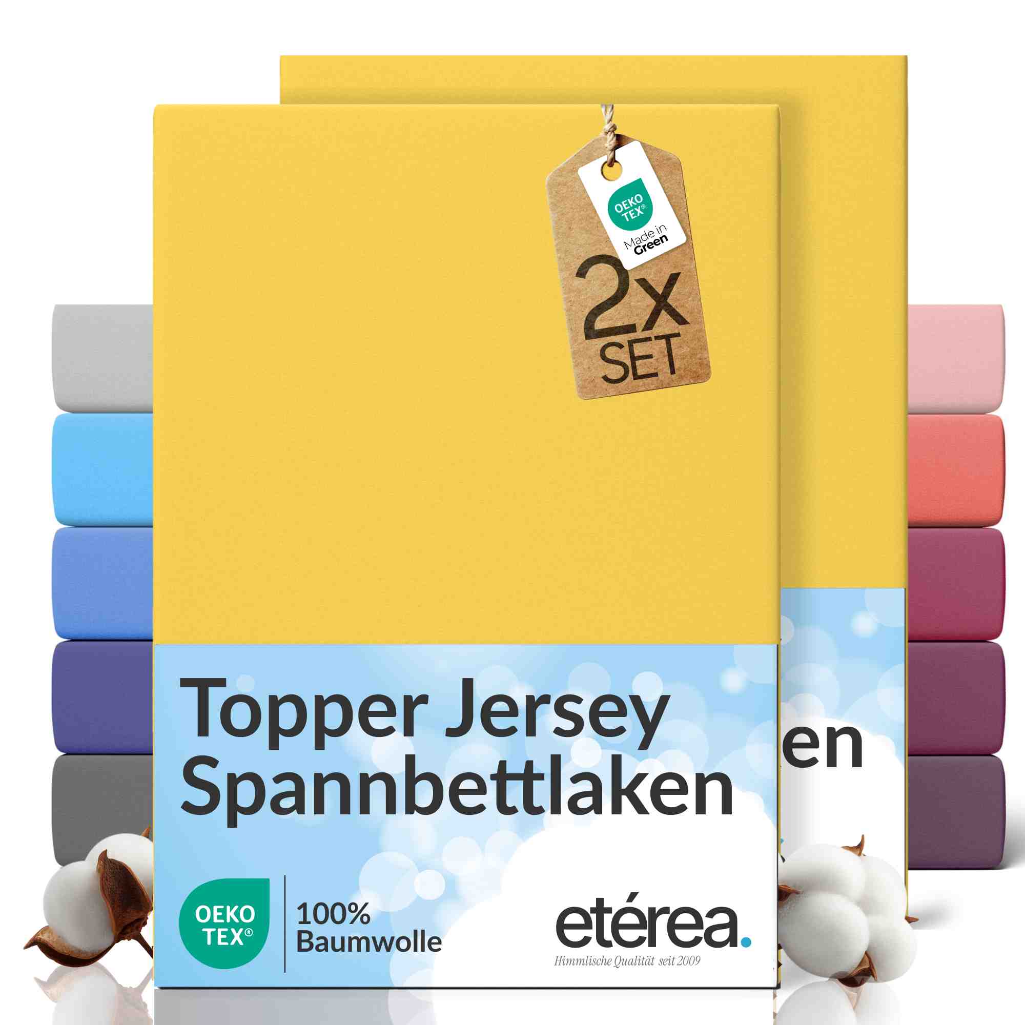 etérea 2 Stück Comfort Jersey Topper Spannbettlaken