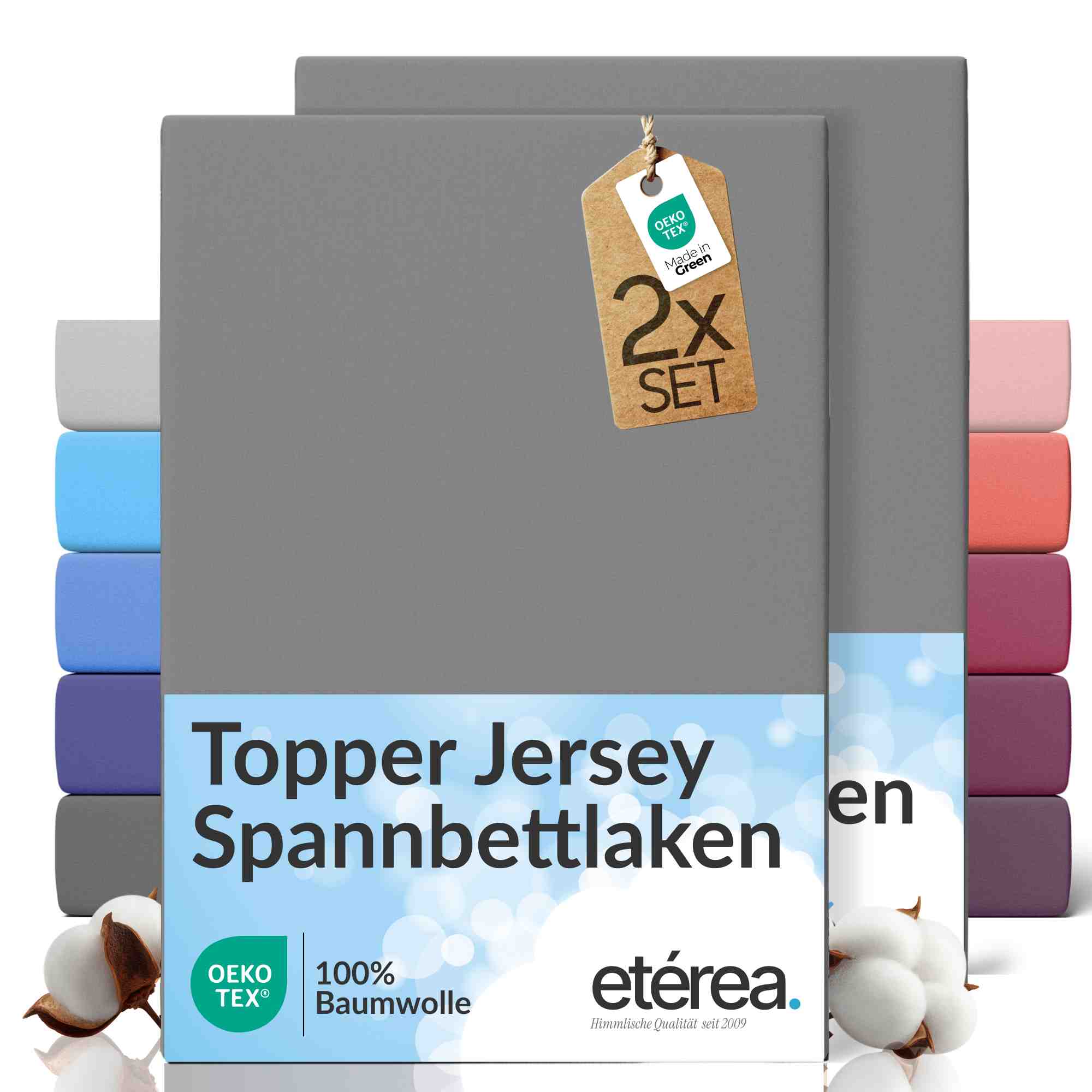 etérea 2 Stück Comfort Jersey Topper Spannbettlaken