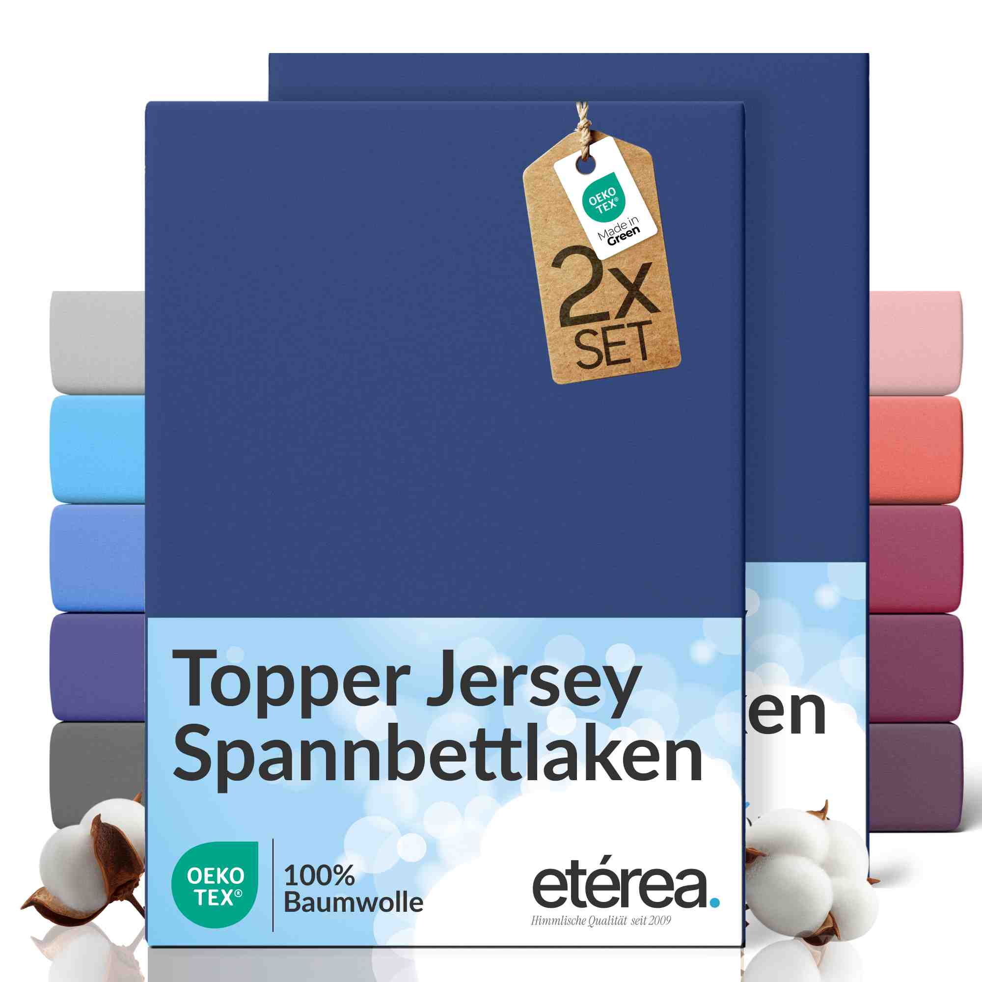 etérea 2 Stück Comfort Jersey Topper Spannbettlaken