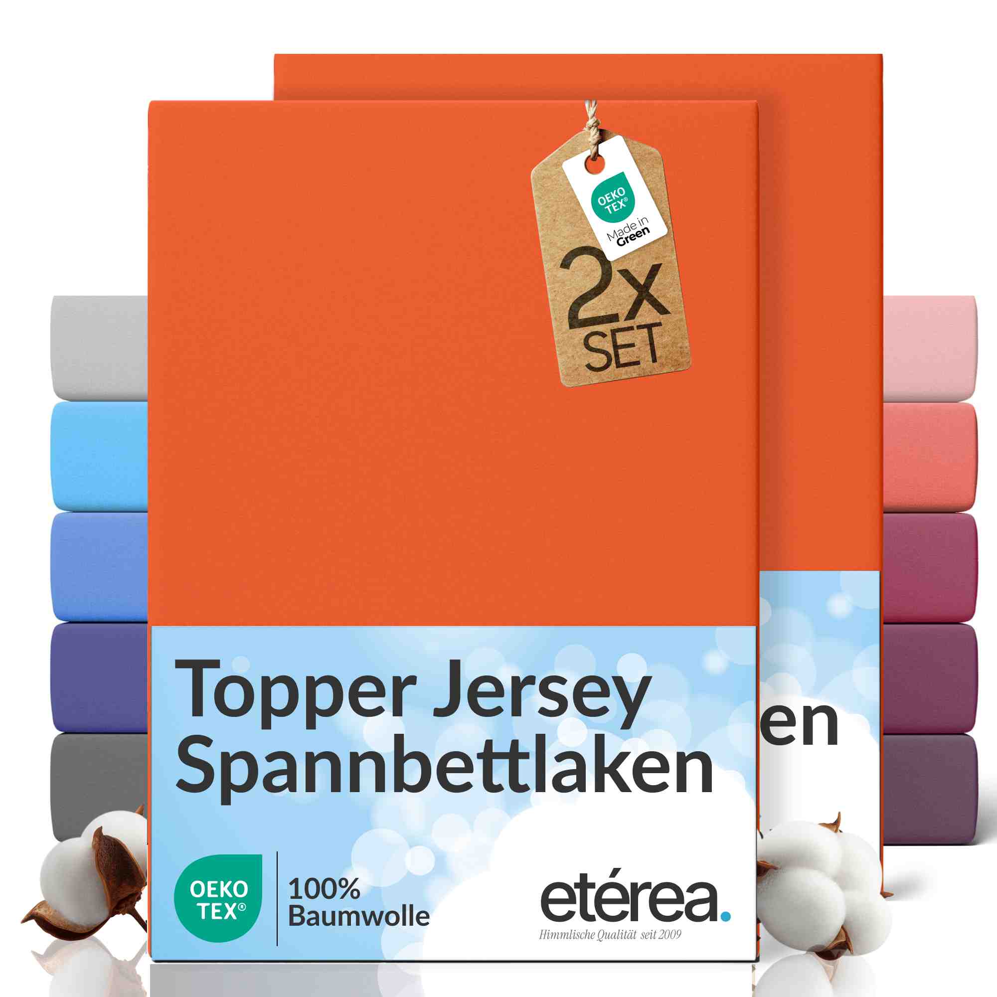 etérea 2 Stück Comfort Jersey Topper Spannbettlaken