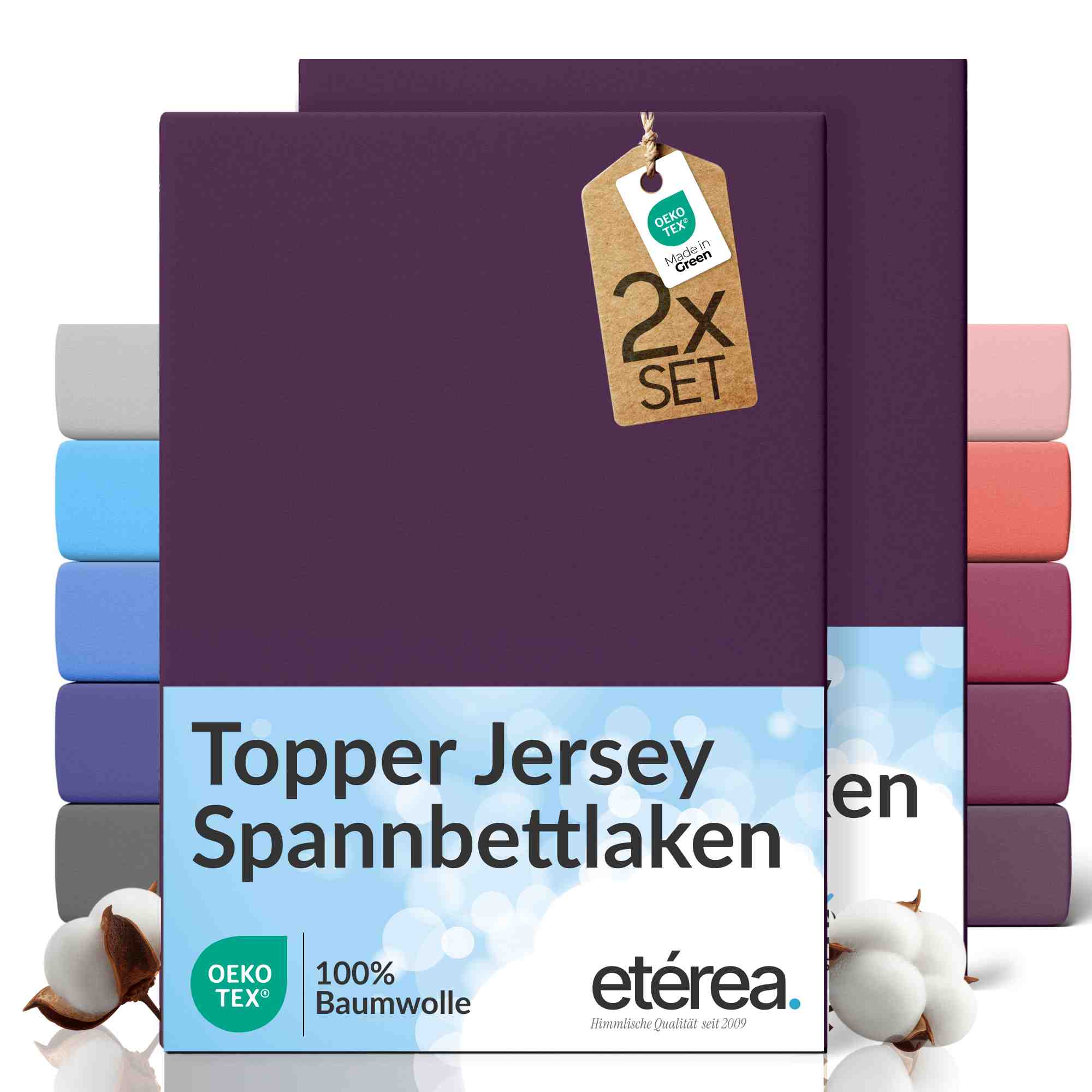 etérea 2 Stück Comfort Jersey Topper Spannbettlaken