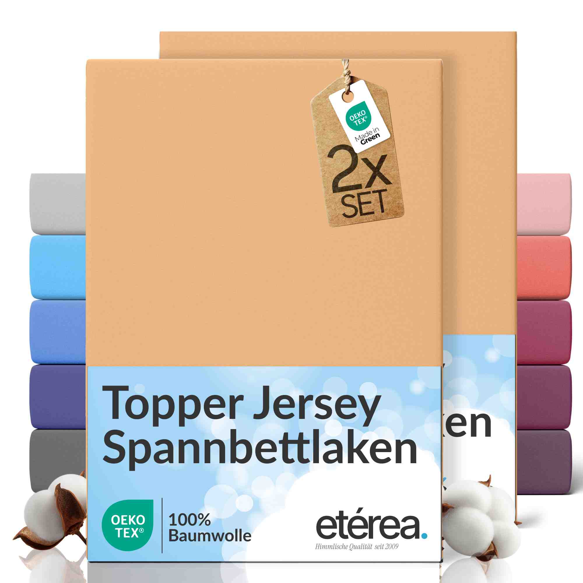 etérea 2 Stück Comfort Jersey Topper Spannbettlaken