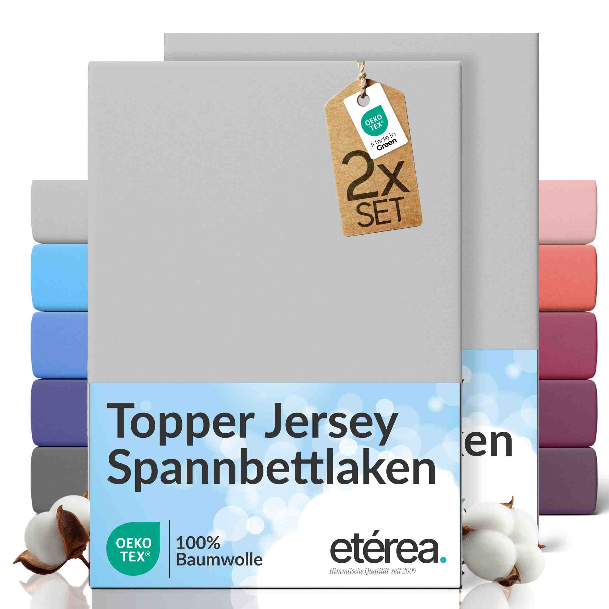 etérea 2 Stück Comfort Jersey Topper Spannbettlaken
