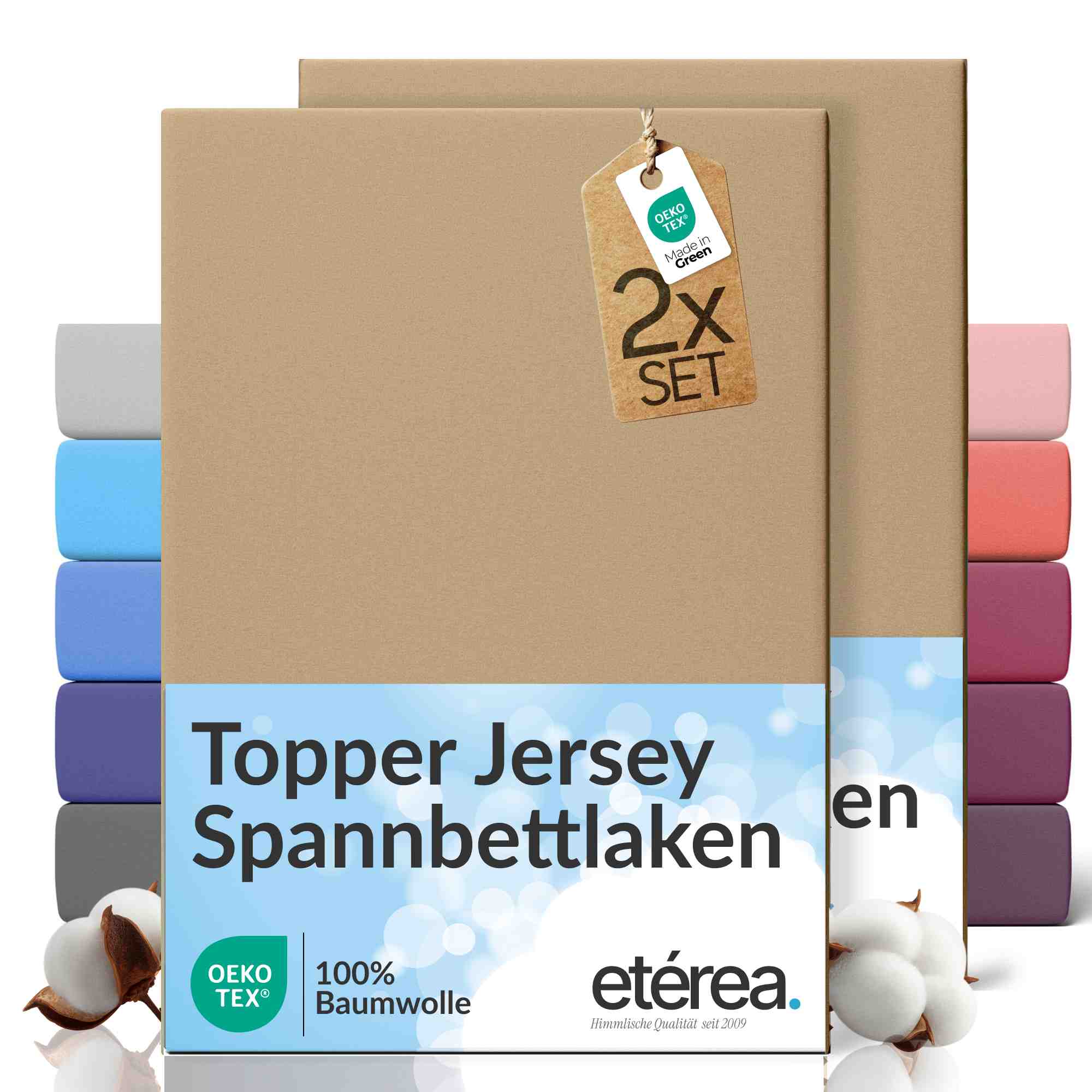 etérea 2 Stück Comfort Jersey Topper Spannbettlaken