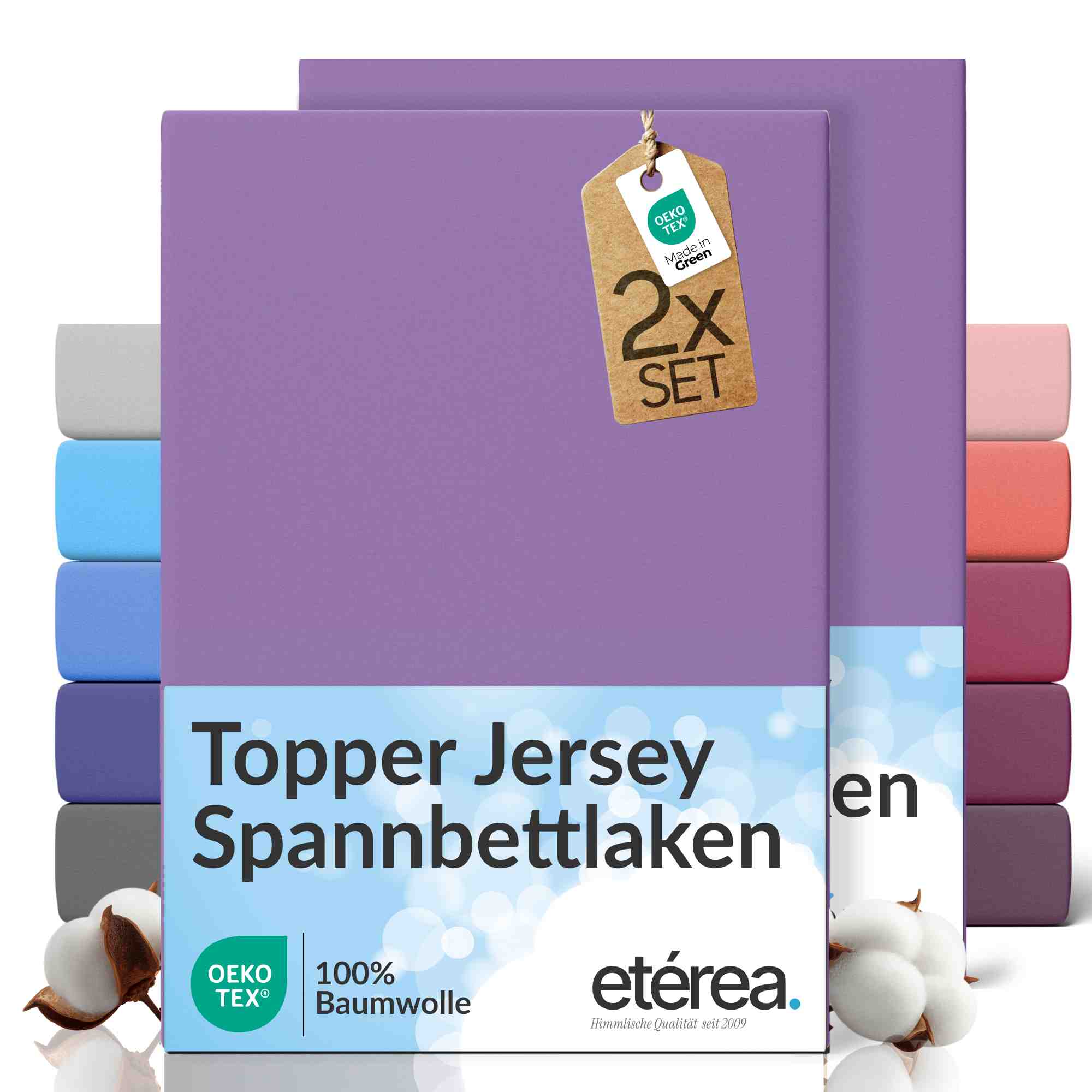 etérea 2 Stück Comfort Jersey Topper Spannbettlaken