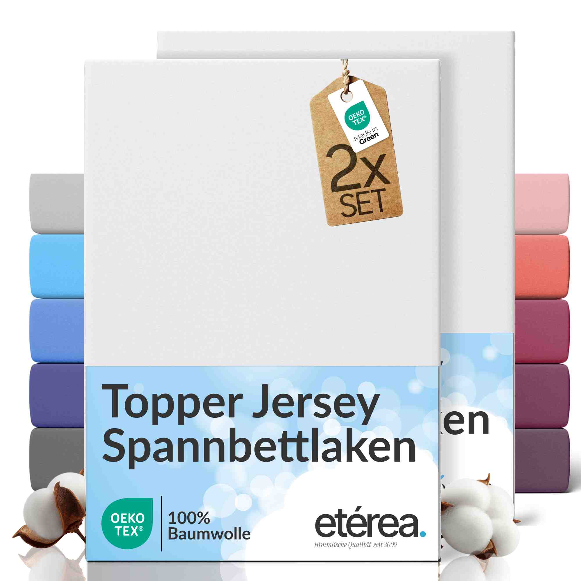 etérea 2 Stück Comfort Jersey Topper Spannbettlaken