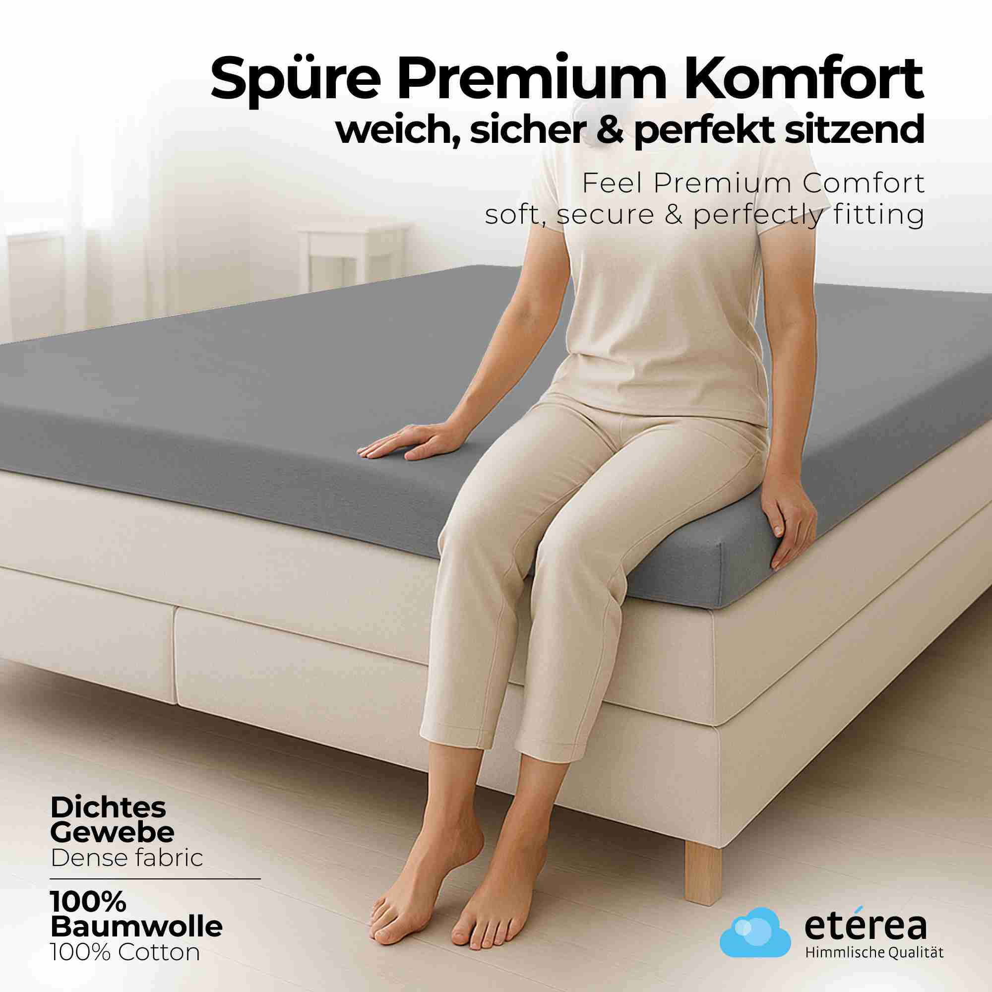 etérea 2 Stück Comfort Jersey Topper Spannbettlaken