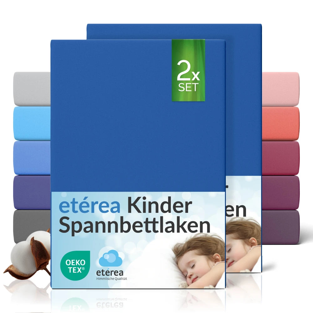 etérea 2 Stück Comfort Jersey Spannbettlaken - 60x120 - 70x140 cm
