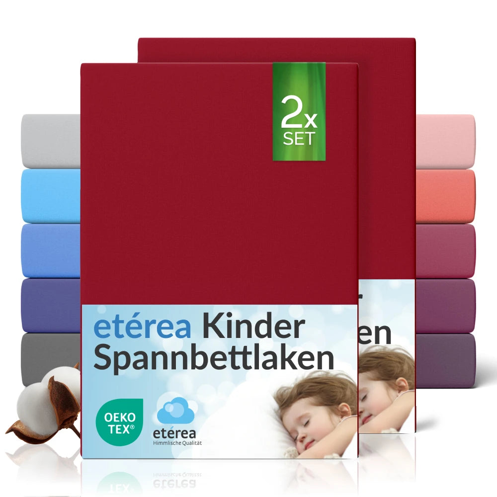 etérea Comfort Jersey Kinder Spannbettlaken Doppelpack - 60x120 - 70x140 cm