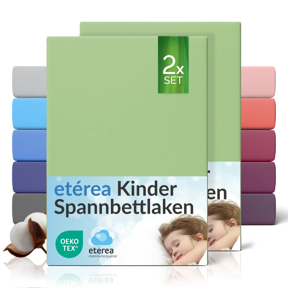 etérea 2 Stück Comfort Jersey Spannbettlaken 80x160 - 80x180 cm
